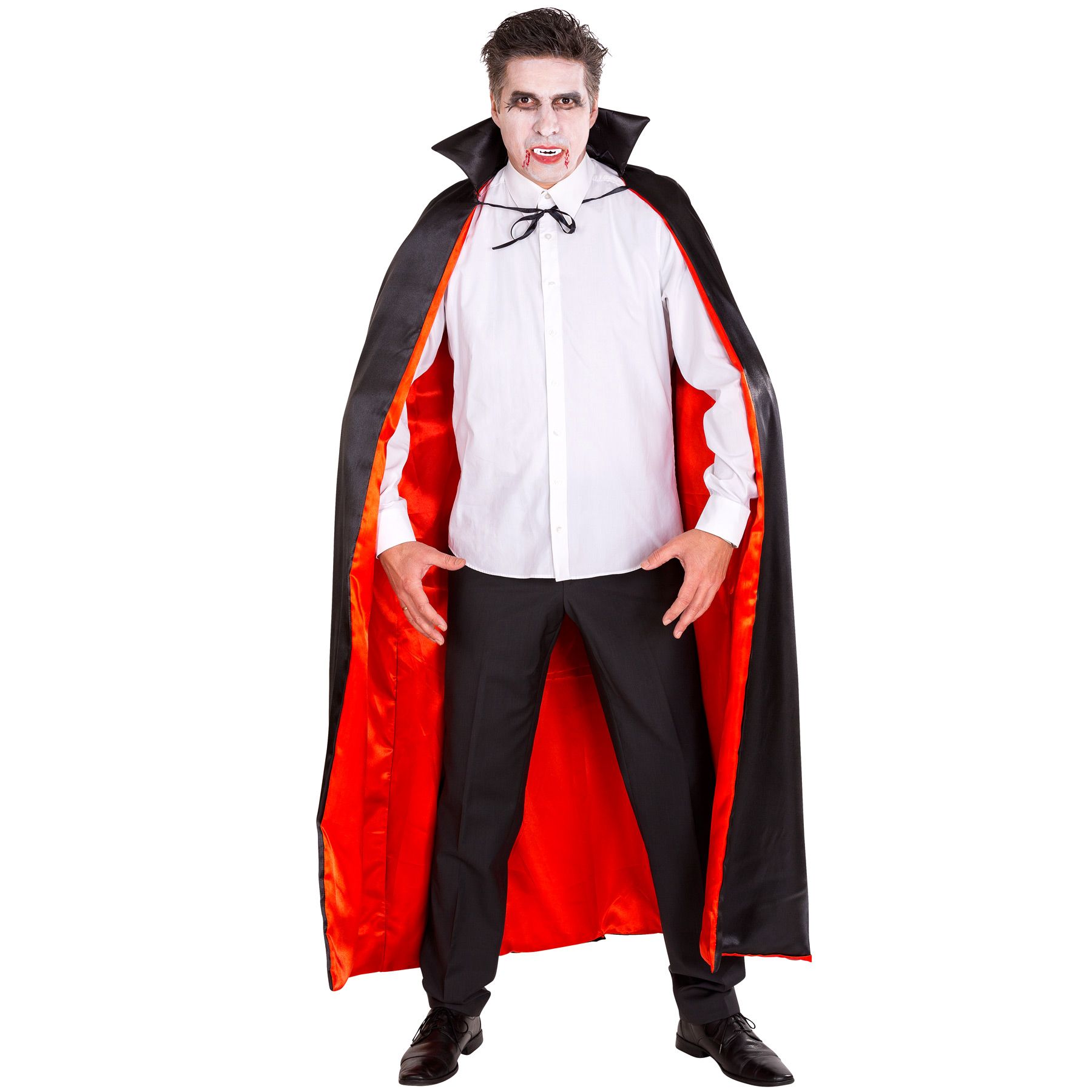 zanne da vampiro uomo Halloween Dracula Costume Adulti Nero Camicia