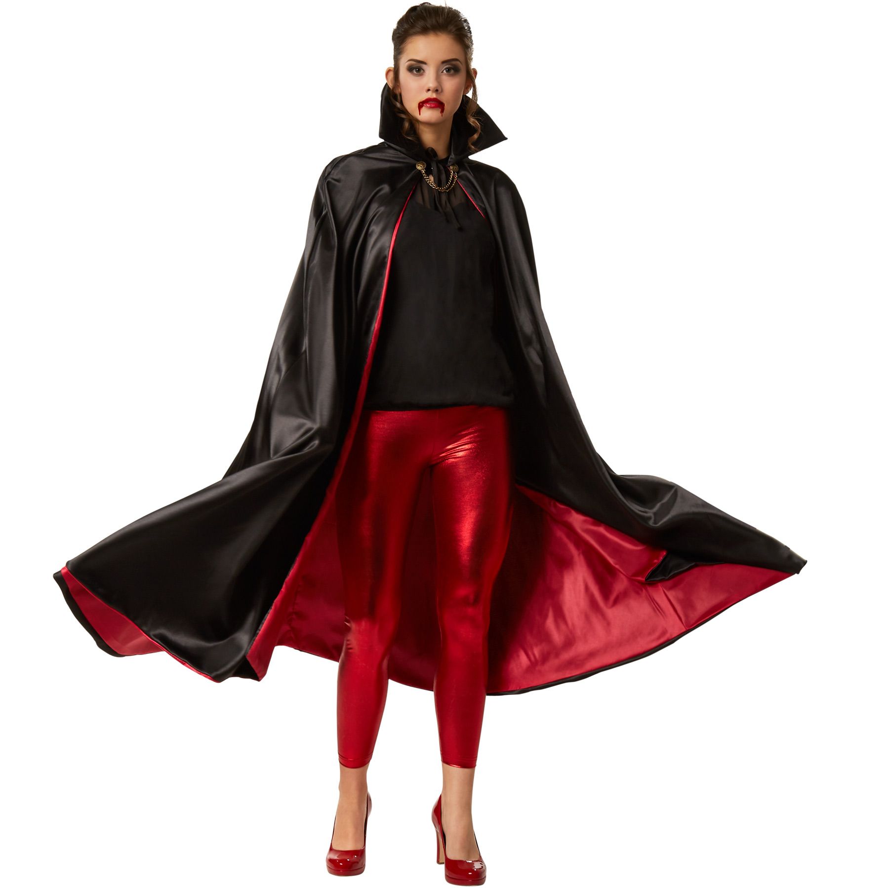 Funidelia Vampir Umhang – Schwarz, 110 Cm, 100% Polyester – Für Halloween & Kostümpartys