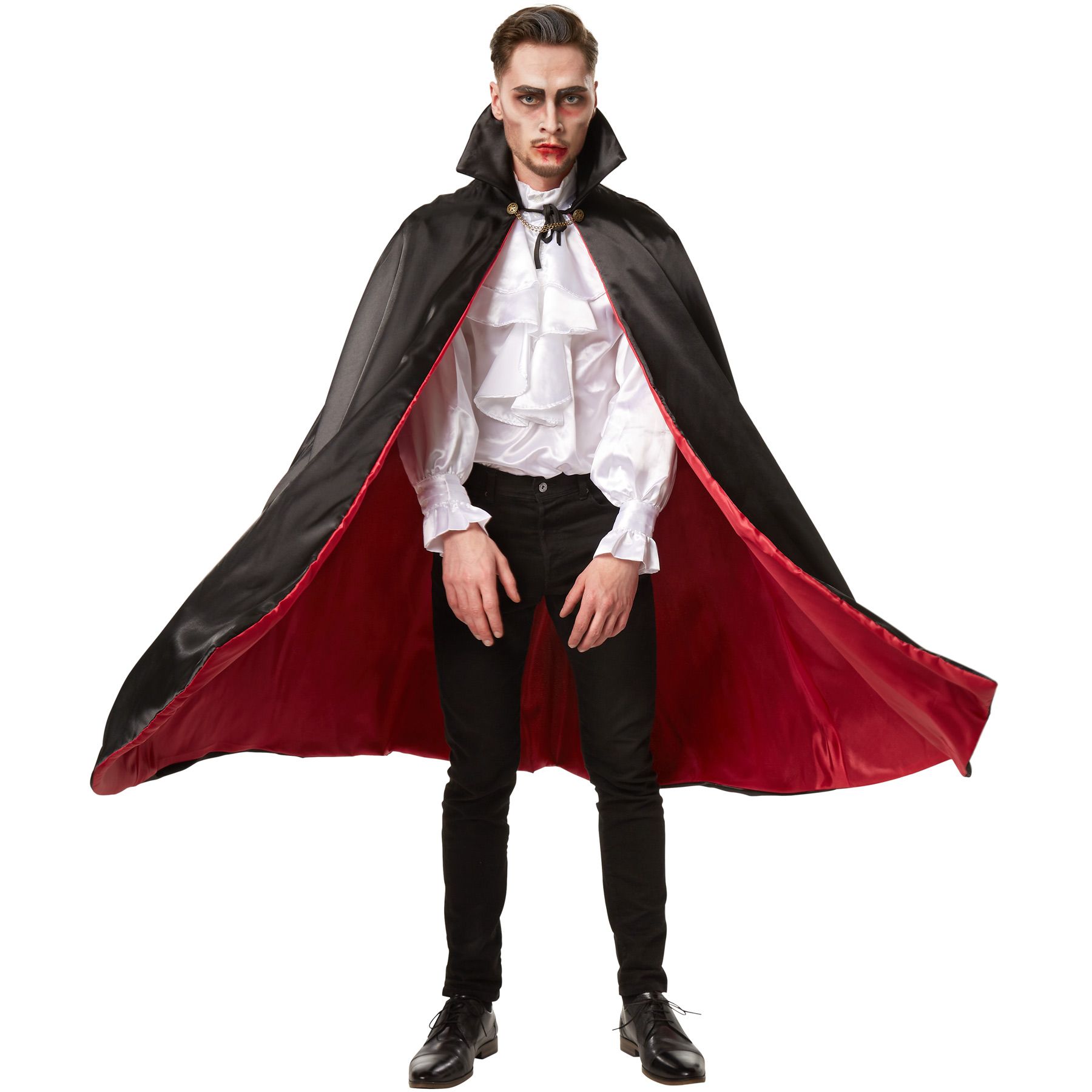 Vampir Umhang Für Erwachsene – Doppelseitig Rot/schwarz, Mit Kapuze, 140 Cm Lang