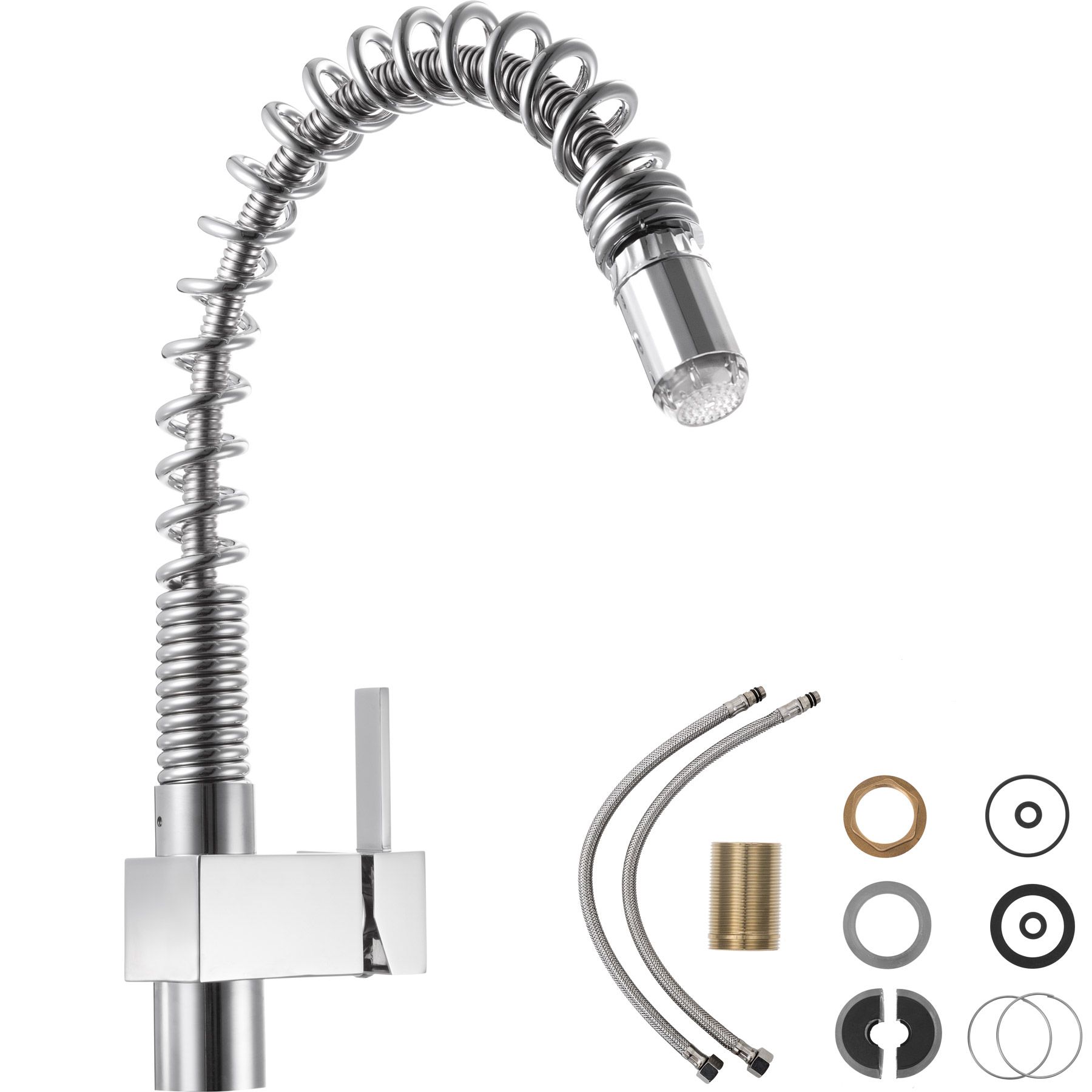 Pull Out Kitchen Faucet Single Handle Mixer Tap Deck Mounted