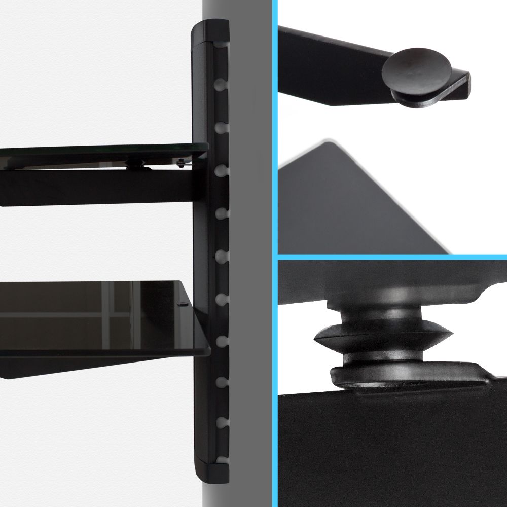 Wandregal DVD HIFI Glas Regal Receiver Wandhalterung Glasregal schwarz