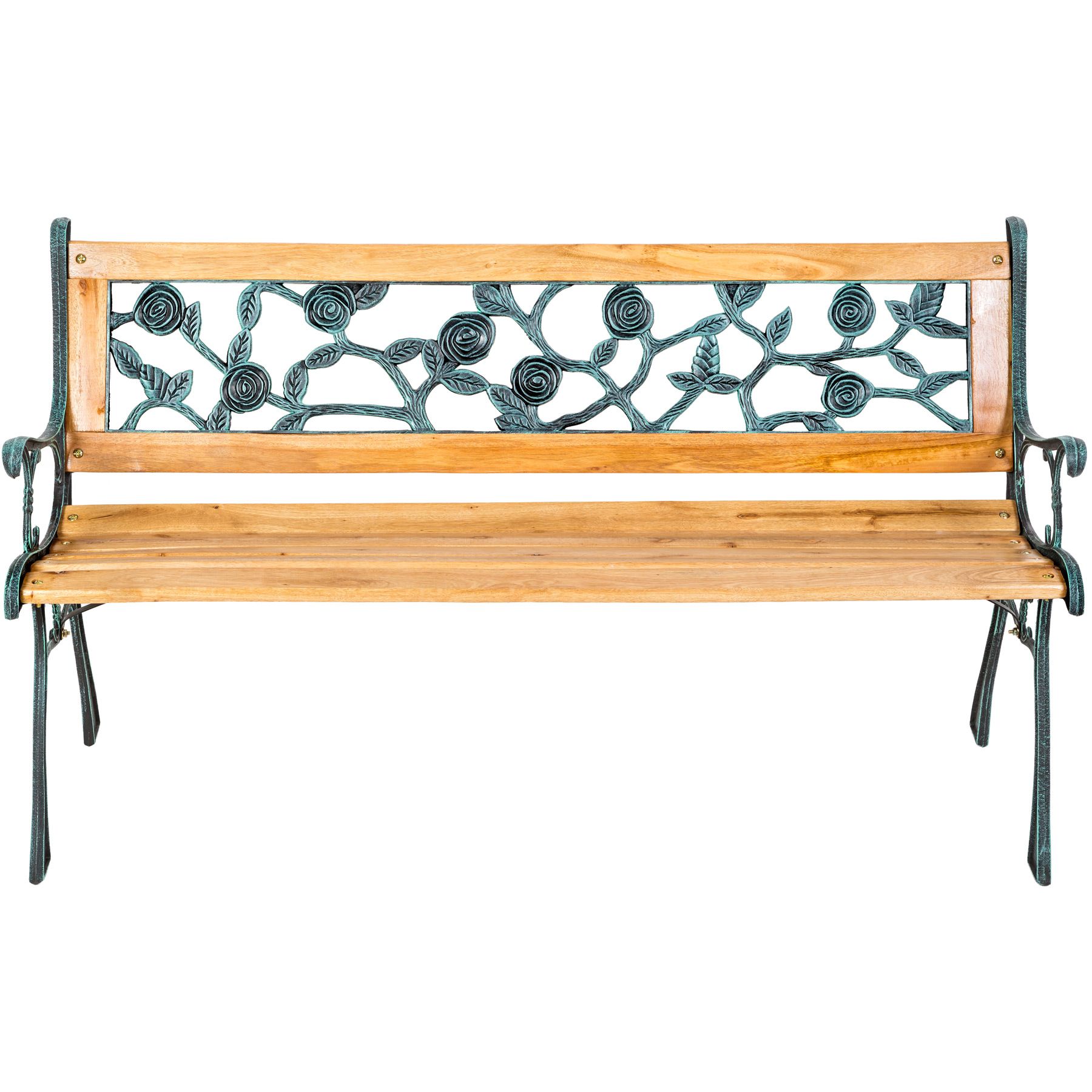panca panchina in ghisa verde antico doghe in legno mod Losanghe cm 126x55x75h