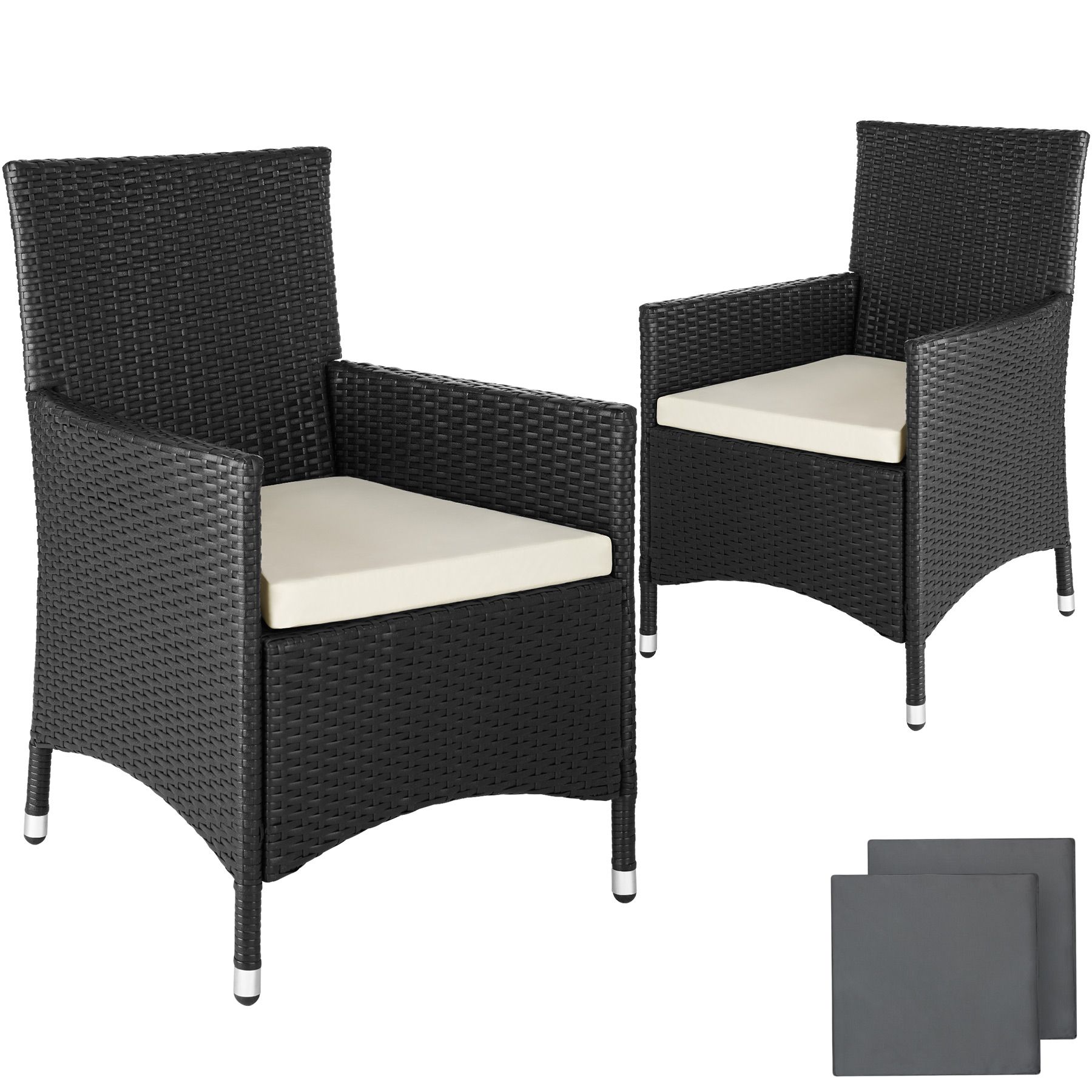2 x Ratán sintético silla de jardín set marco de aluminio sillón exterior