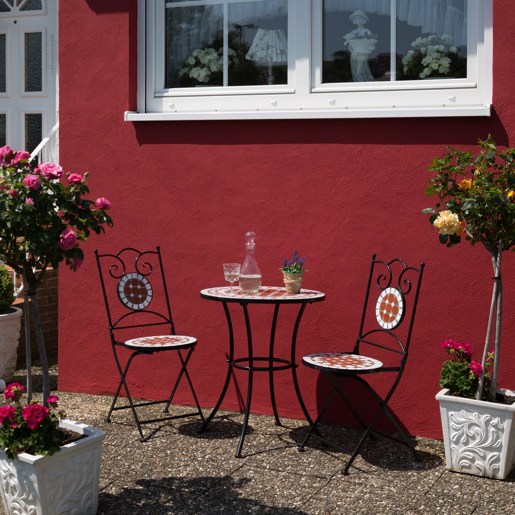 Mosaik Gartengarnitur Gartenmöbel Gartenset Sitzgruppe Stühle Tisch Set Garnitur