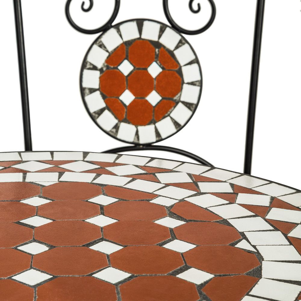 Set arredo giardino mosaico tavolo e sedie in ferro con terracotta ceramica nuo