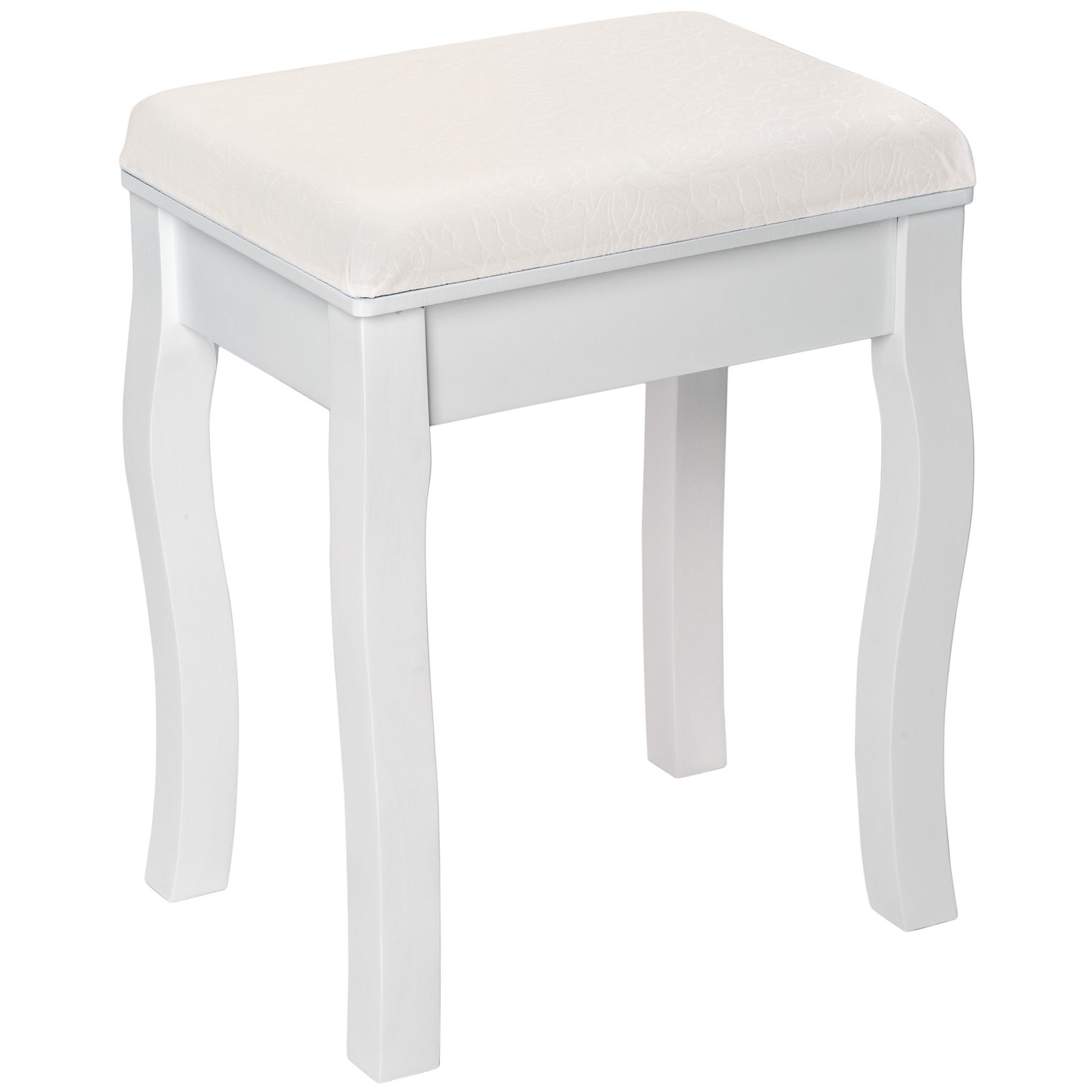 White Soft Padded Dressing Table Stool Piano Bedroom Rest Makeup