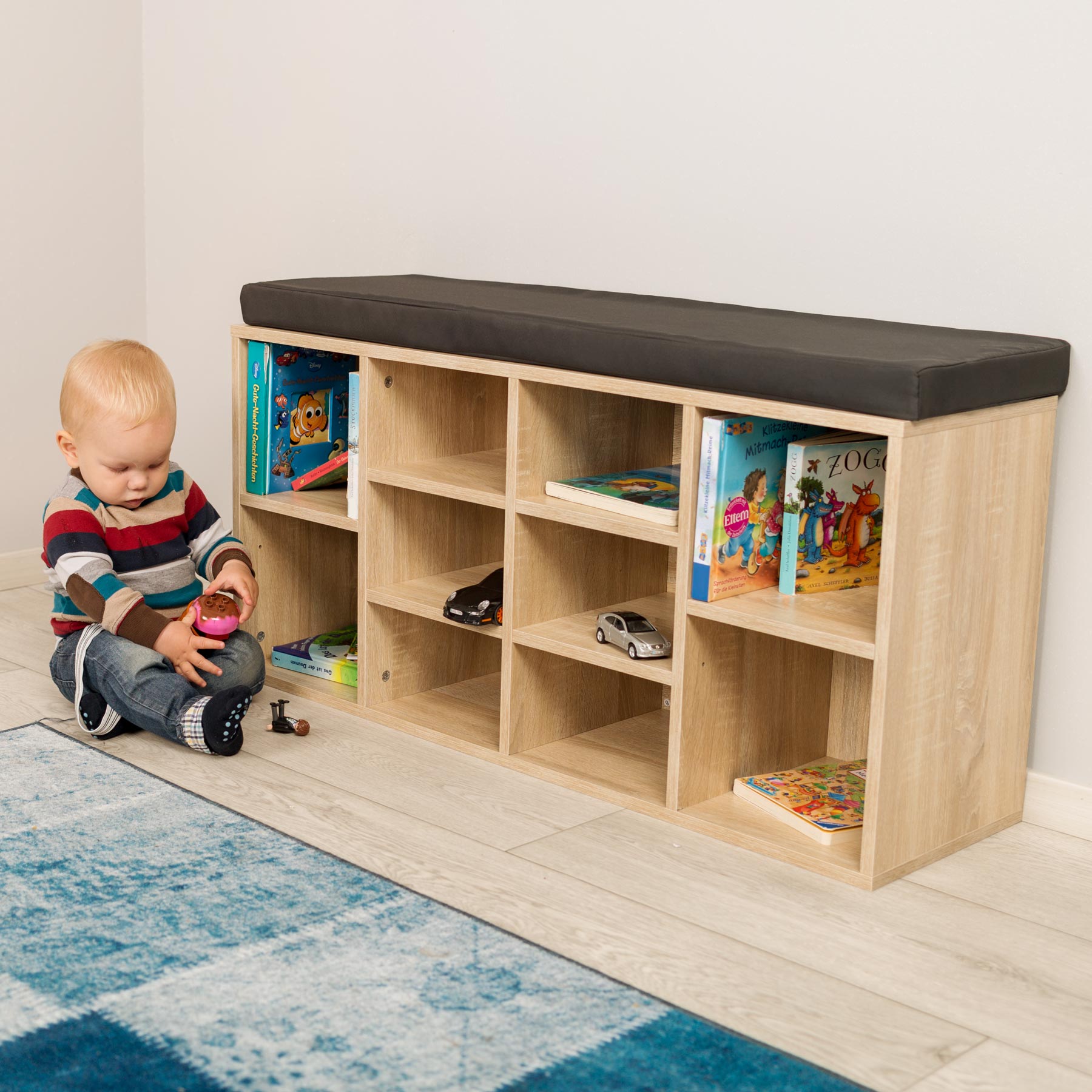 Estantería zapatero de madera con banco sólida taburete estantes