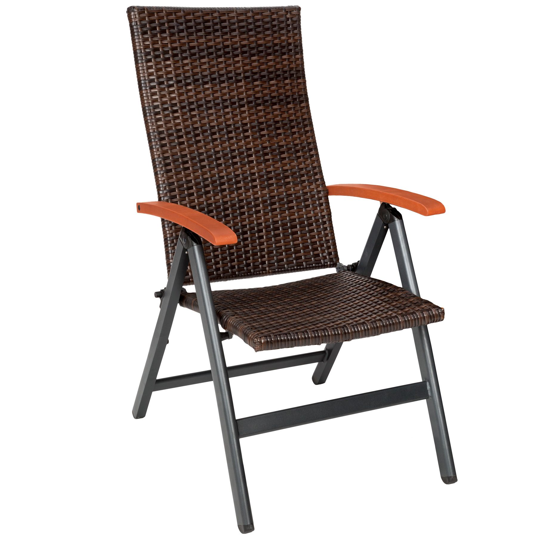 Aluminium Rattanstuhl klappbar Polyrattan Gartenstuhl Hochlehner