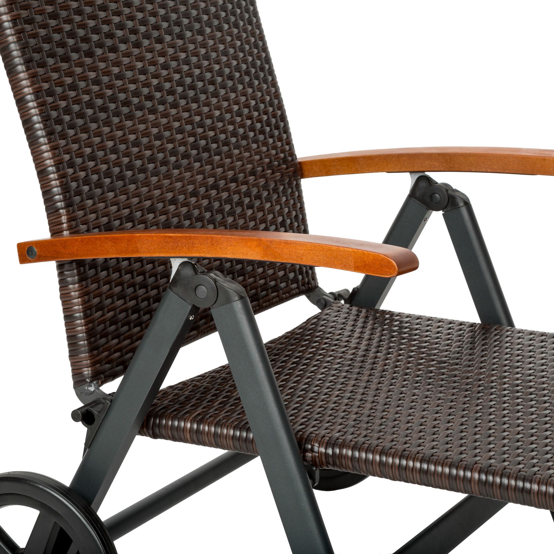 Tumbona Plegable Chaise Jardín Exterior Poli Ratán Patio Mueble Asiento