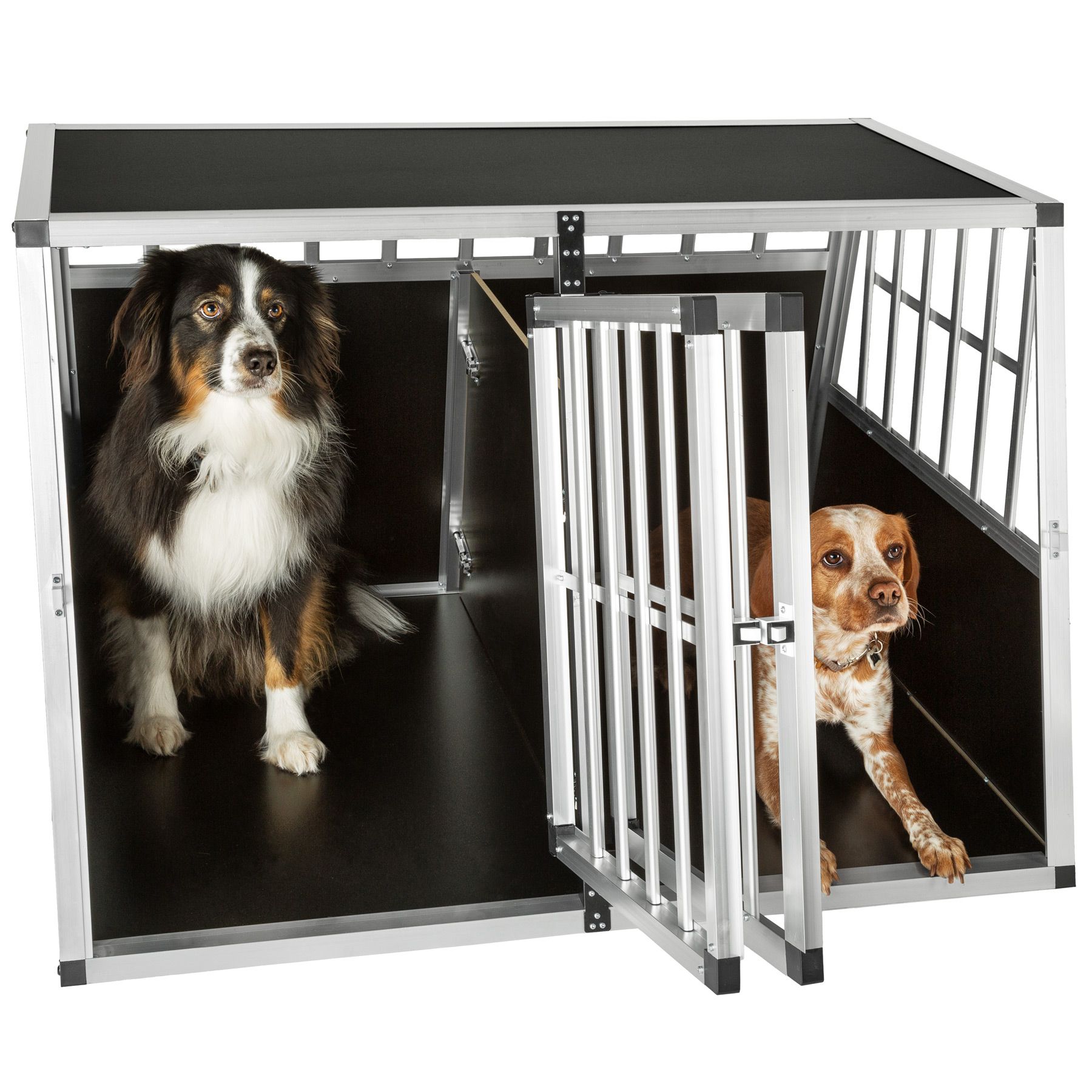 XXL Alu Doppel Hundebox mit Trennwand Transportbox Hundetransportbox tra­pez­fo | eBay