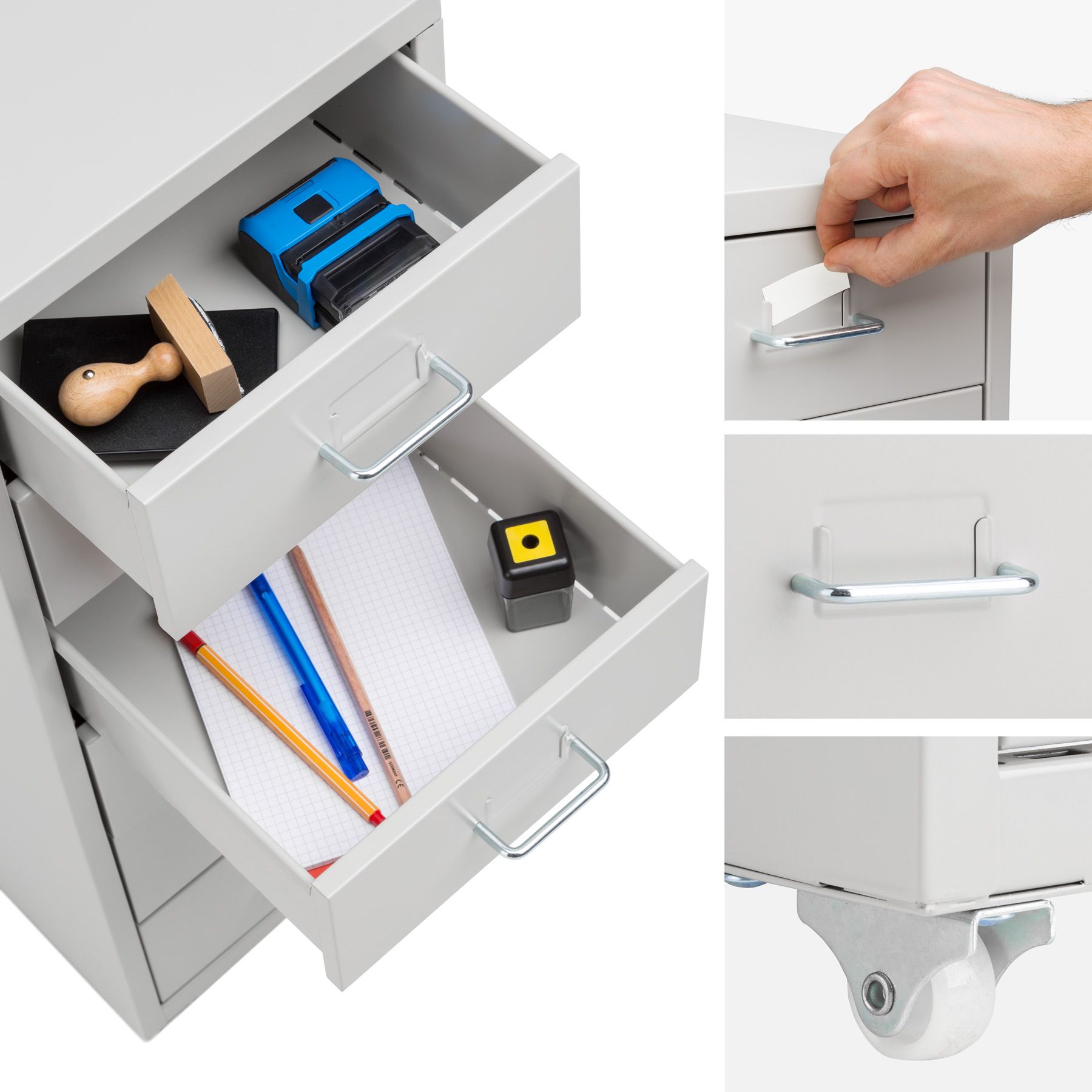 Metal filing on casters office storage pedestal cupboard with 6