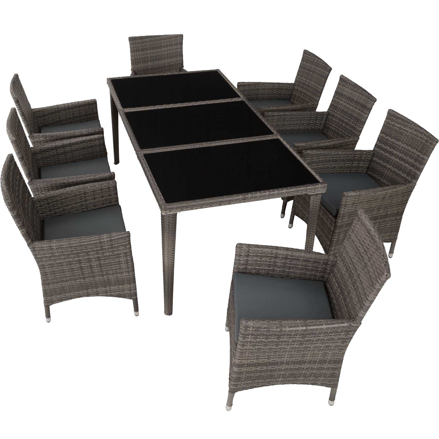 Set de Muebles de Jardín Poli Ratán y Aluminio Silla Mesa 8+1 Patio