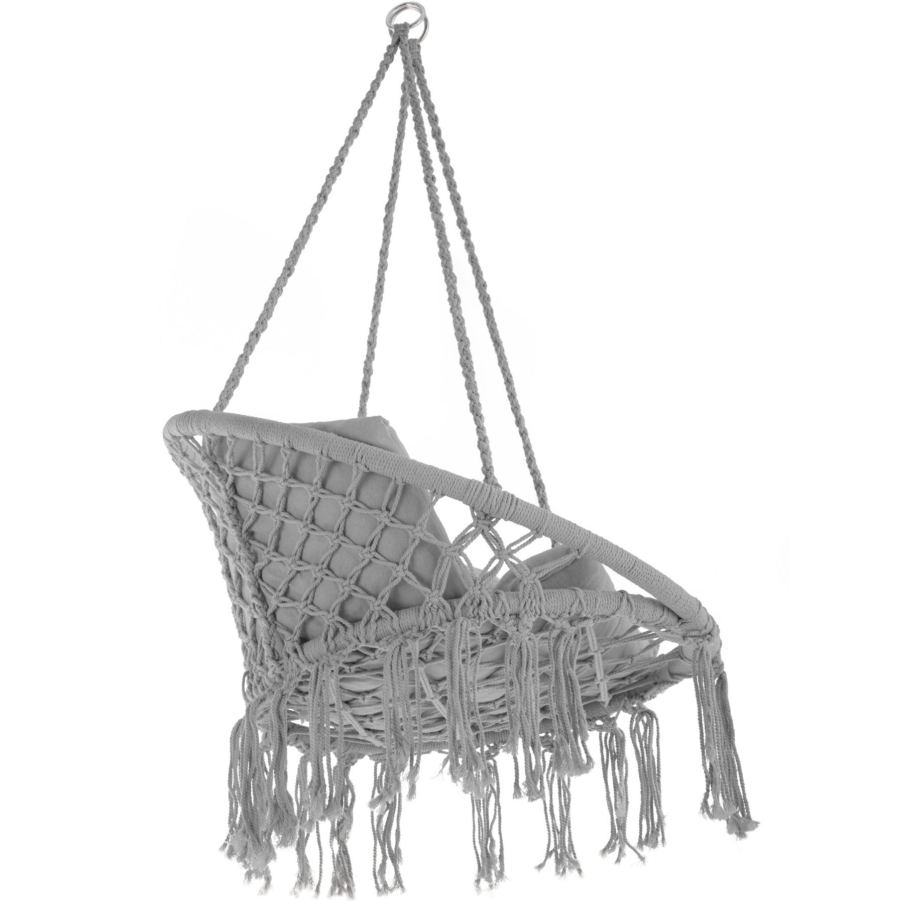 POLTRONA PENSILE DONDOLO SOSPESA GIARDINO BALCONE SEDIA MARRONE CON Cuscino 906