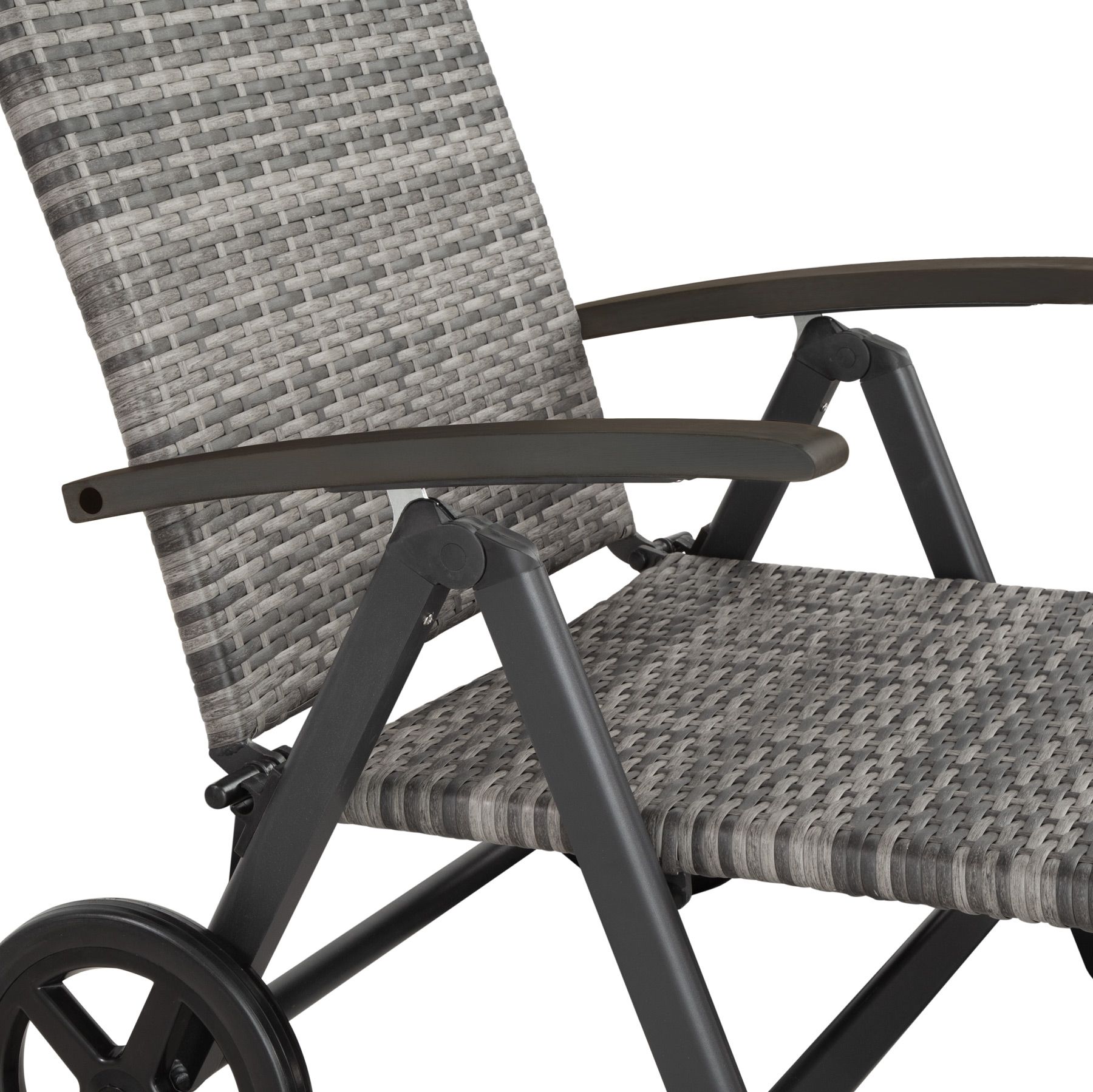 Tumbona Plegable Chaise Jardín Exterior Poli Ratán Patio Mueble Asiento