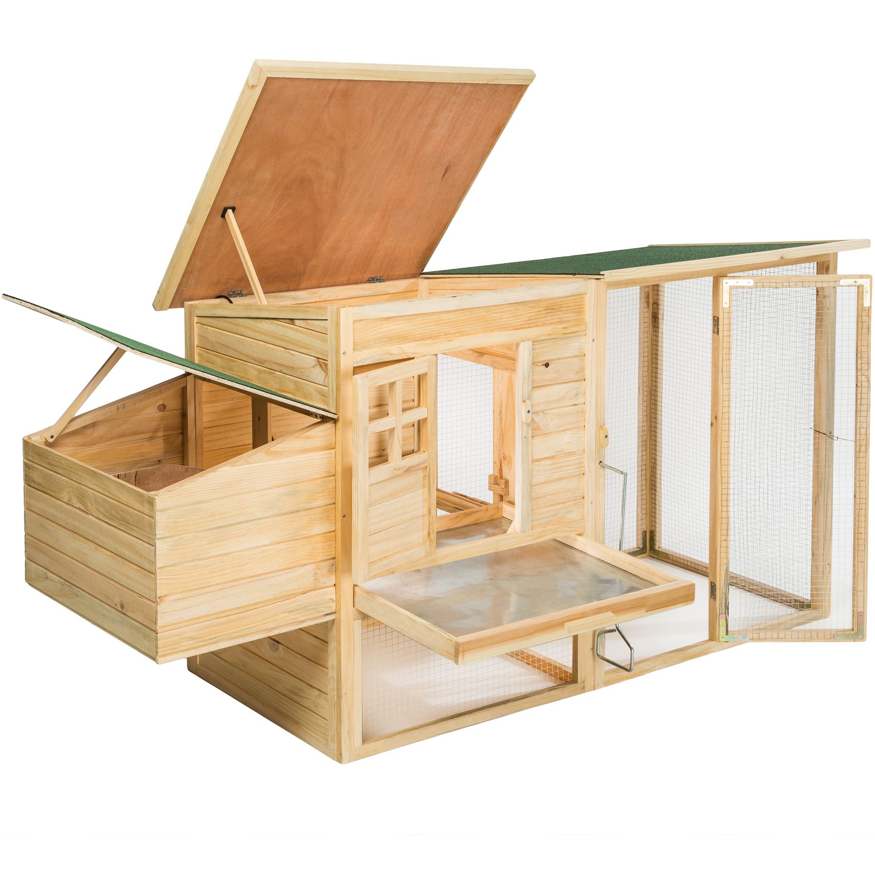 PawHut 82" Deluxe Chicken Coop Wooden Hen House Rabbit Hutch Poultry Cage Pen Backyard With Run