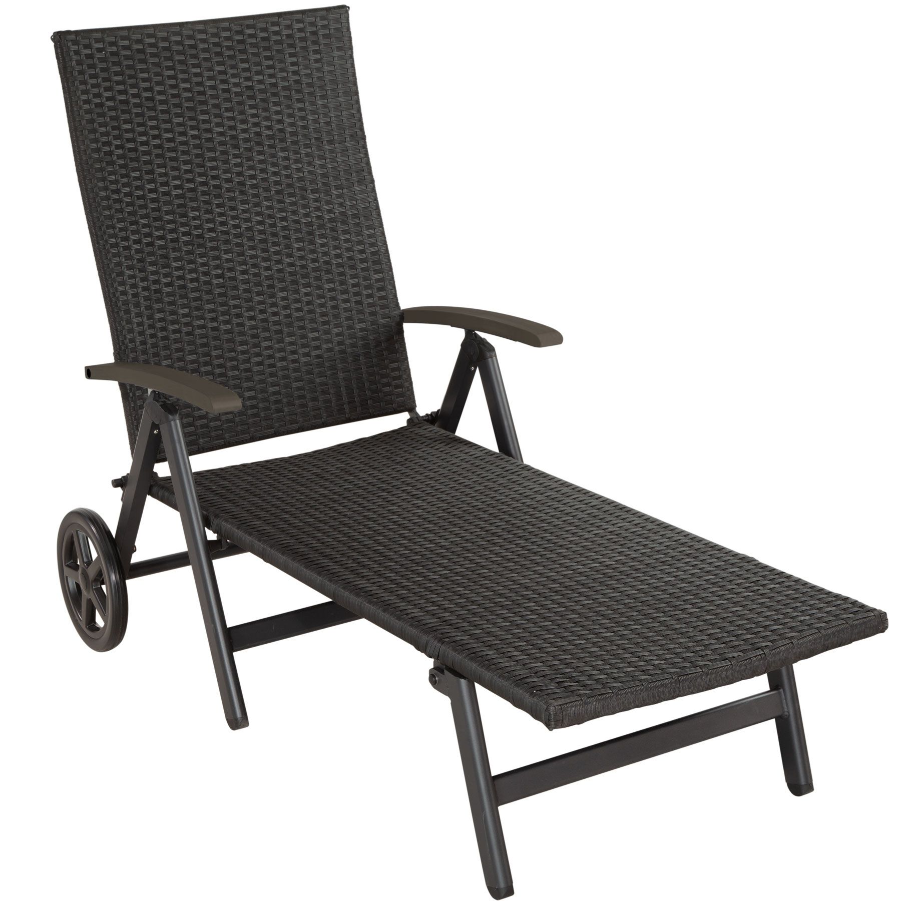 Tumbona Plegable Chaise Jardín Exterior Poli Ratán Patio Mueble Asiento