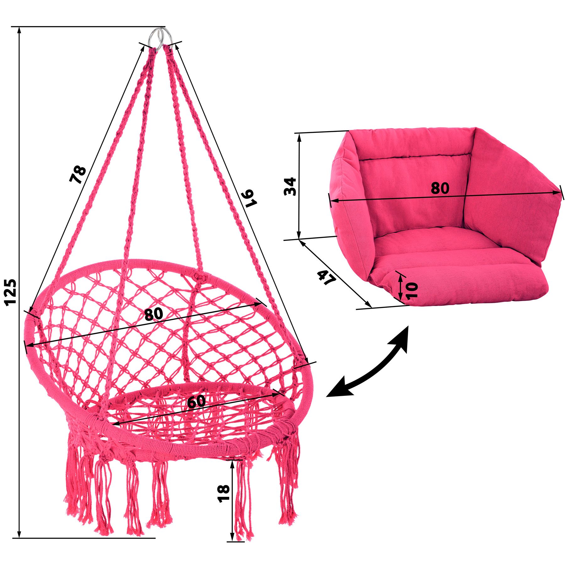 Silla Colgante Sillón Asiento Flotante Hamaca Columpio Acero Poliéster