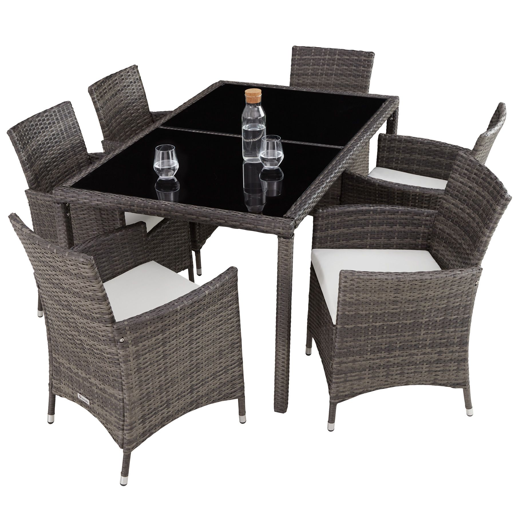 Set Rattan Garden Furniture 6 Chairs Table Dining Room Patio Outdoor