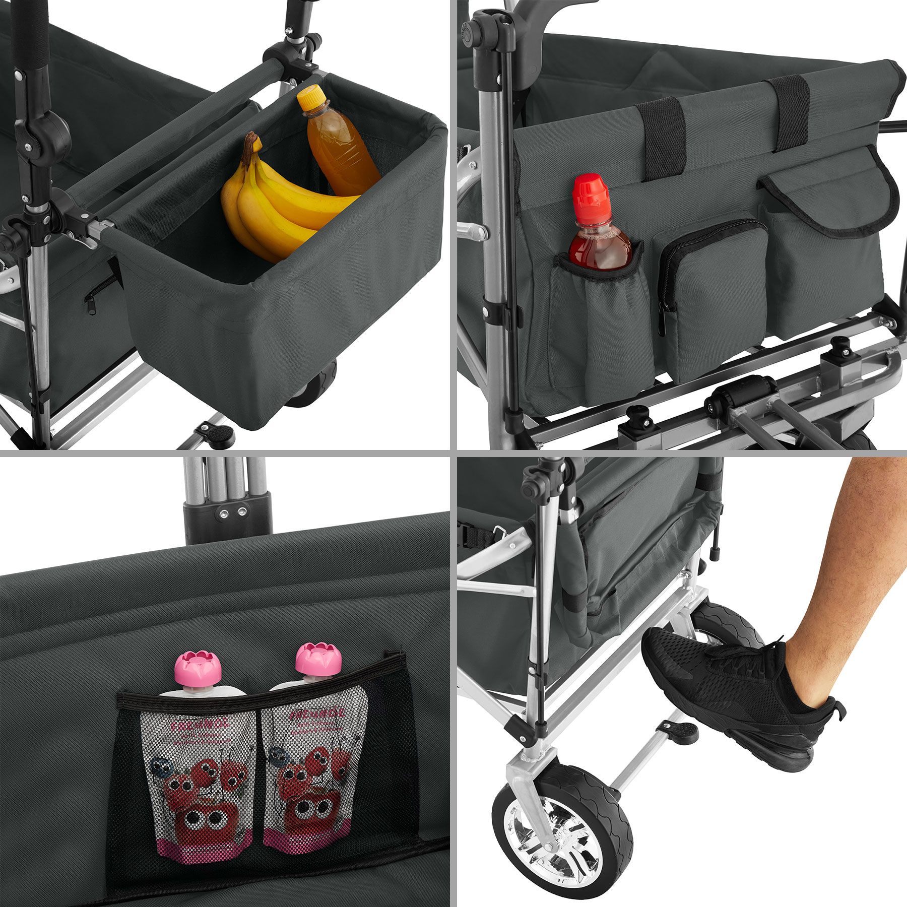 Carrito de Mano Plegable Transporte Acero Cubierta Asiento Cubierta