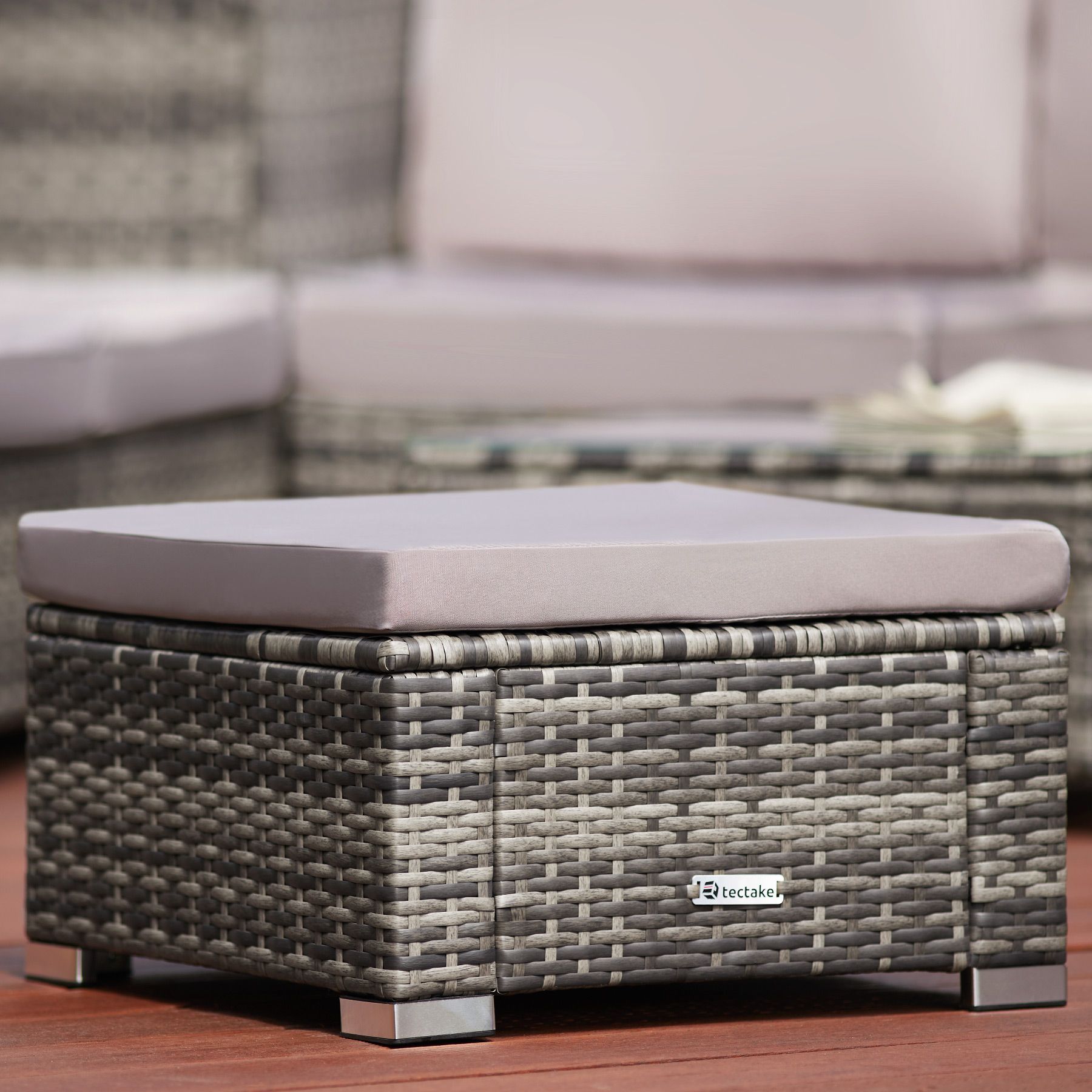 Polyrattan Sitzhocker Gartenhocker Sitz Hocker mit Kissen Garten Balkon