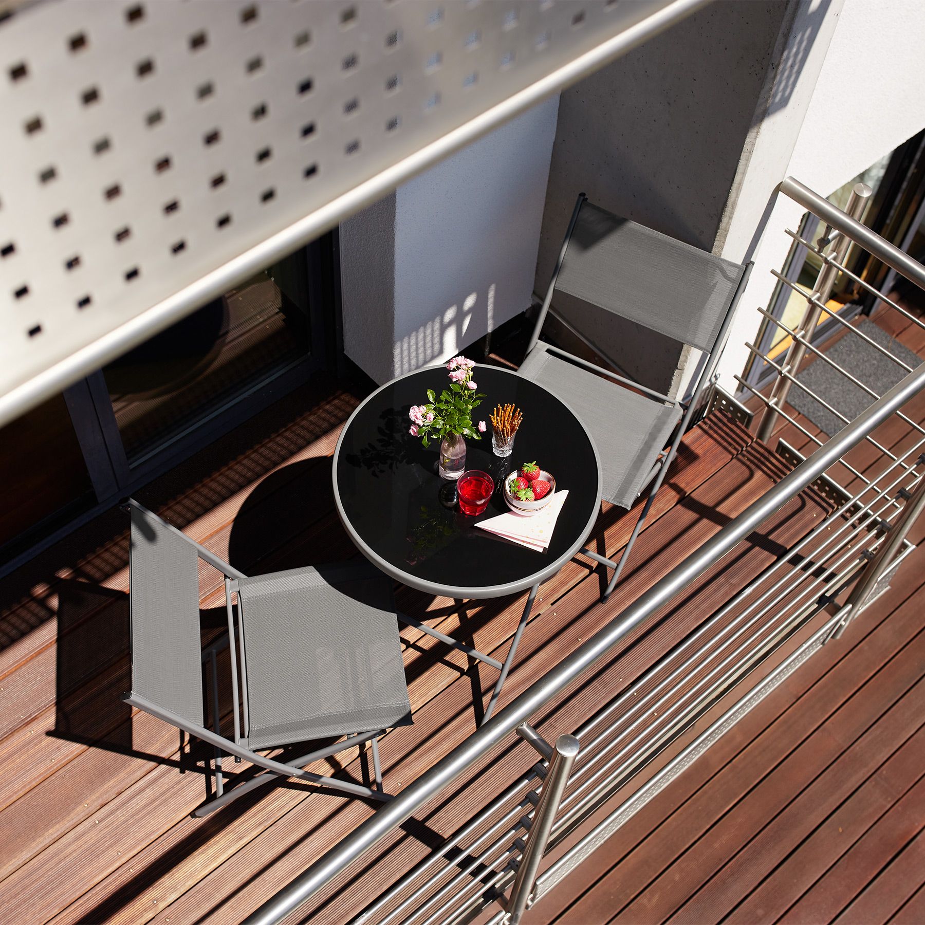 Bistro Set Jardín de balcón Mesa de Muebles de comedor al aire libre 2