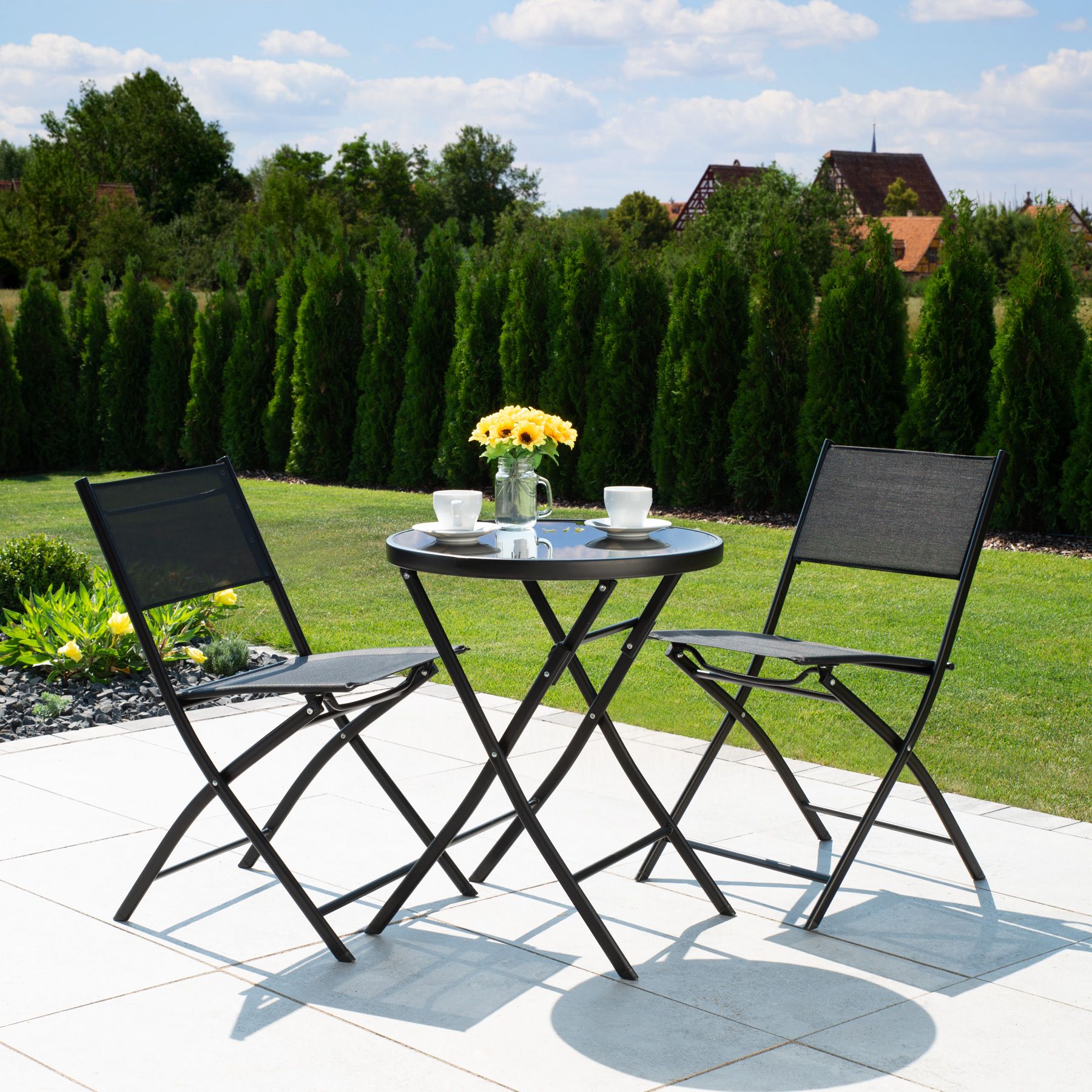Bistro Set Garden Patio Balcony Outdoor Dining Furniture Table 2 Chairs