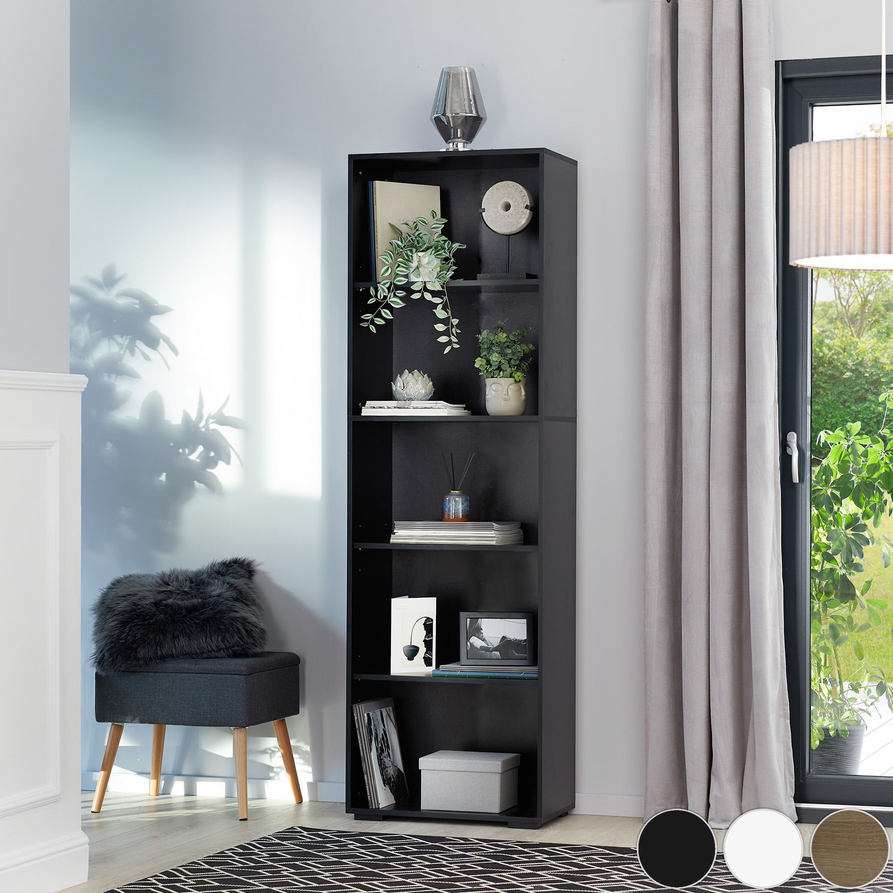 Bücherregal Holz Bücherschrank Standregal Büroregal Regal 5 Fächer