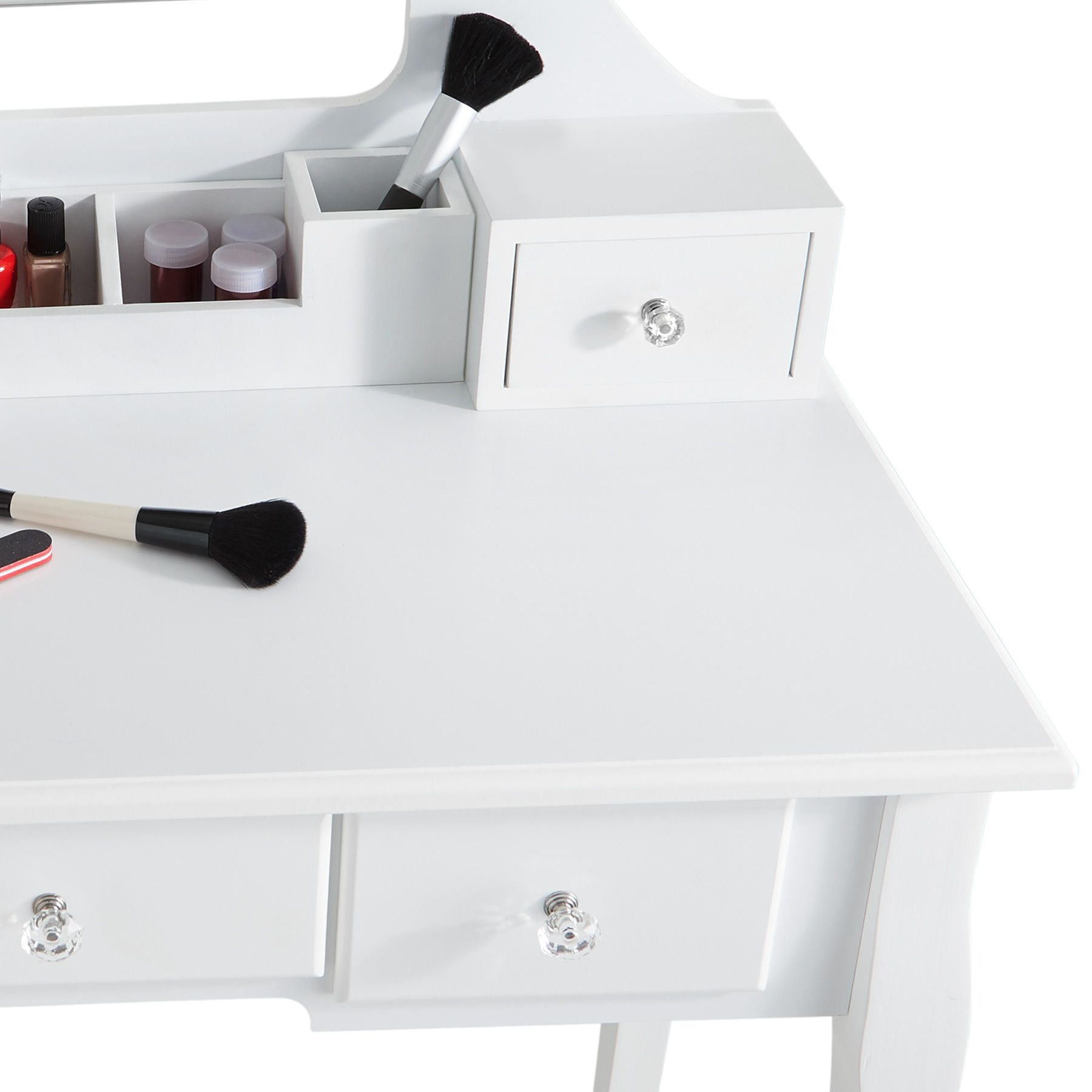 Tocador con Espejo Orientable 5 Cajones Organizador Aparador Taburete