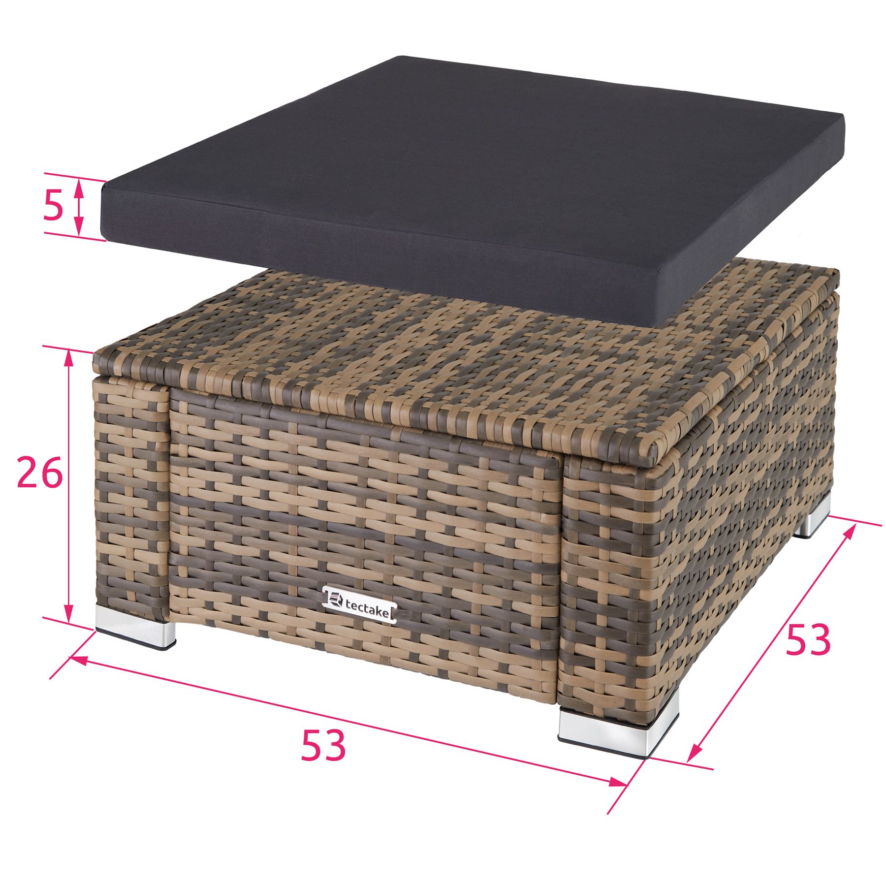 Polyrattan Sitzhocker Gartenhocker Sitz Hocker mit Kissen Garten Balkon ...