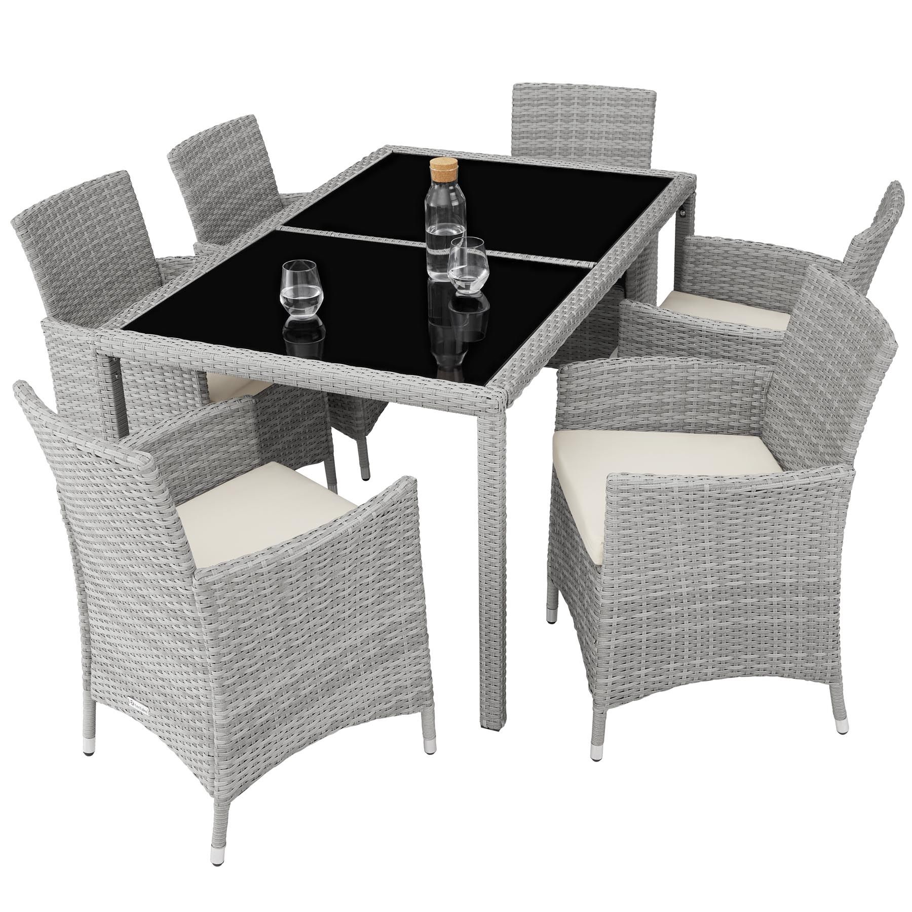 Set Rattan Garden Furniture 6 Chairs Table Dining Room Patio Outdoor