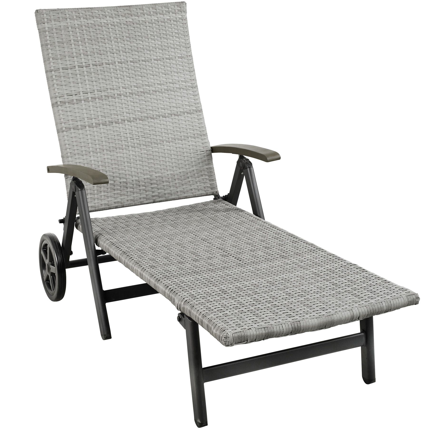 Tumbona Plegable Chaise Jardín Exterior Poli Ratán Patio Mueble Asiento
