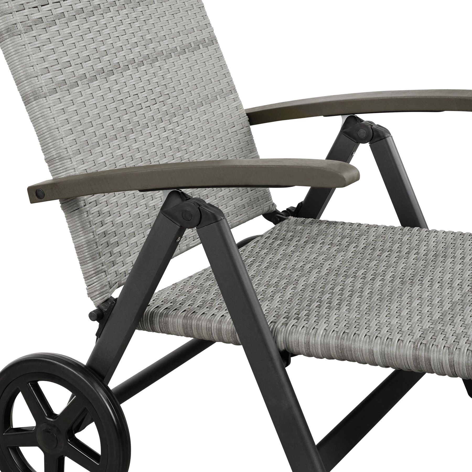 Tumbona Plegable Chaise Jardín Exterior Poli Ratán Patio Mueble Asiento