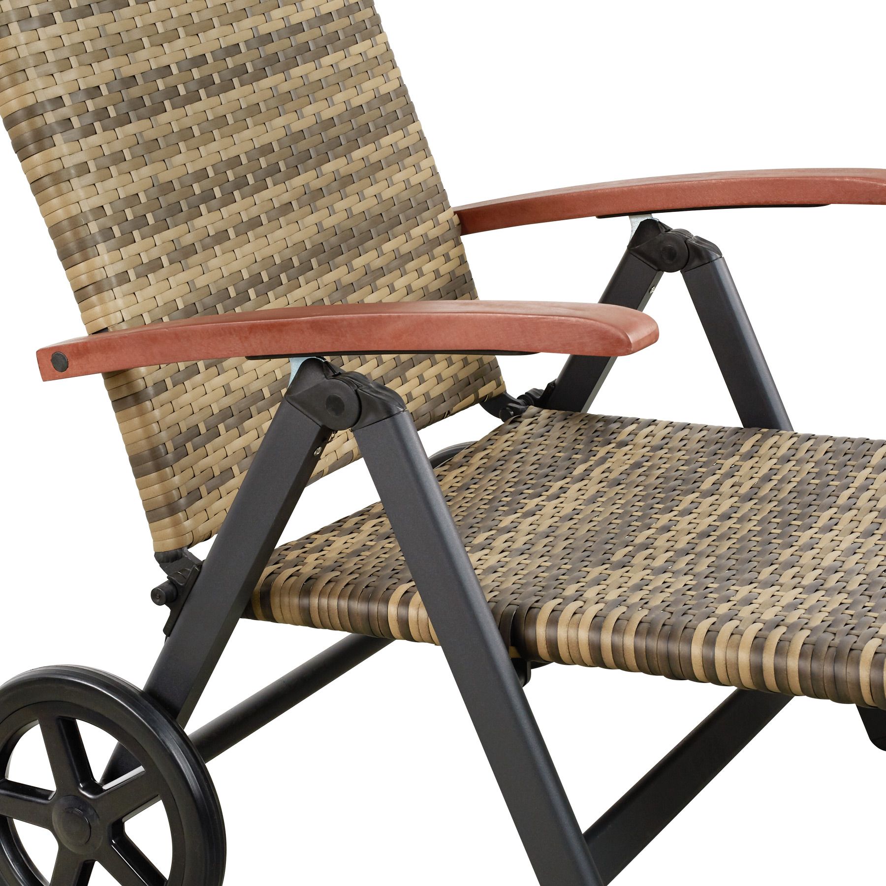 Tumbona Plegable Chaise Jardín Exterior Poli Ratán Patio Mueble Asiento