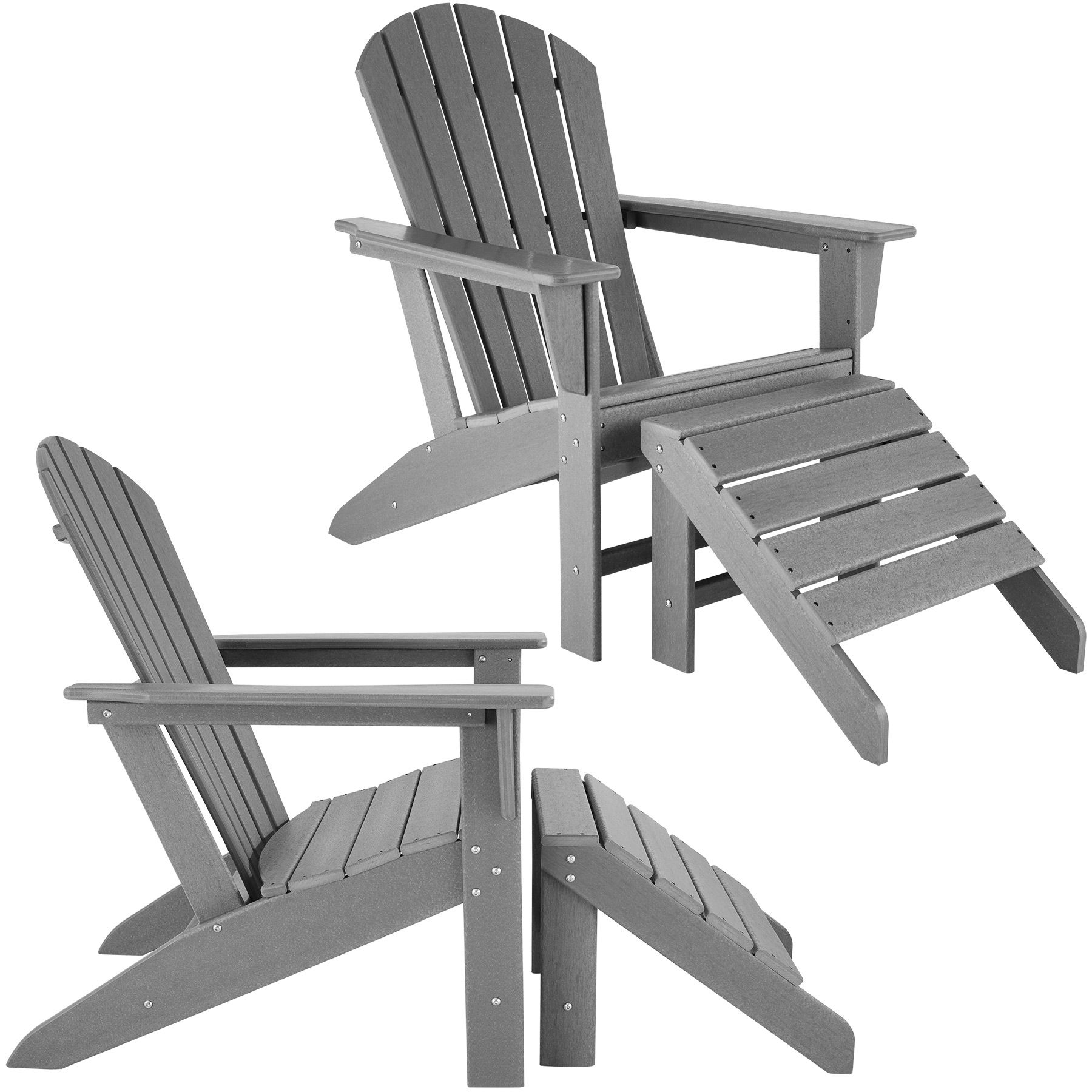 2x Gartenstuhl mit Fußablage Adirondack Garten Stuhl Sessel Fußstütze