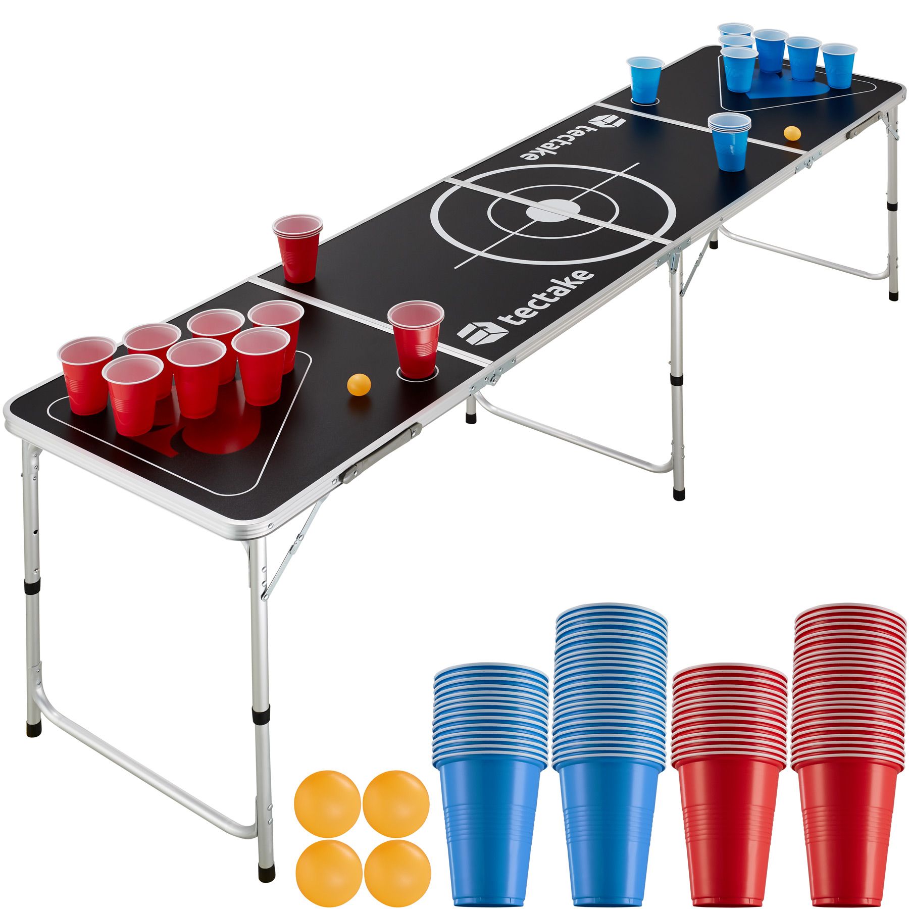 Bier Pong Tisch Set Beer Table Alu Partytisch inkl. 6 Bälle 100 Becher klappbar eBay
