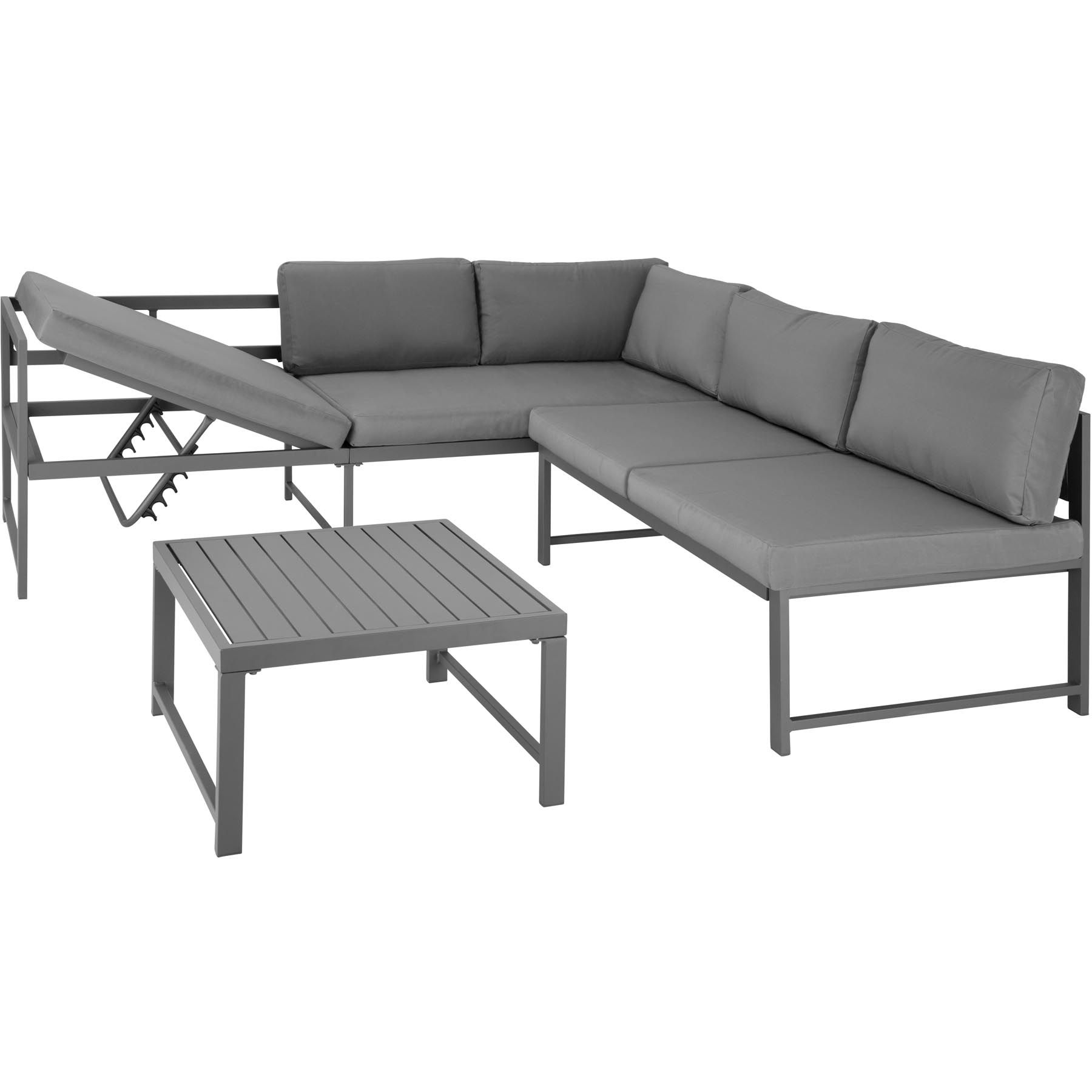Alu Lounge Sitzgruppe Eck Sofa Couch Tisch Set Balkon Garten Möbel Garnitur grau eBay