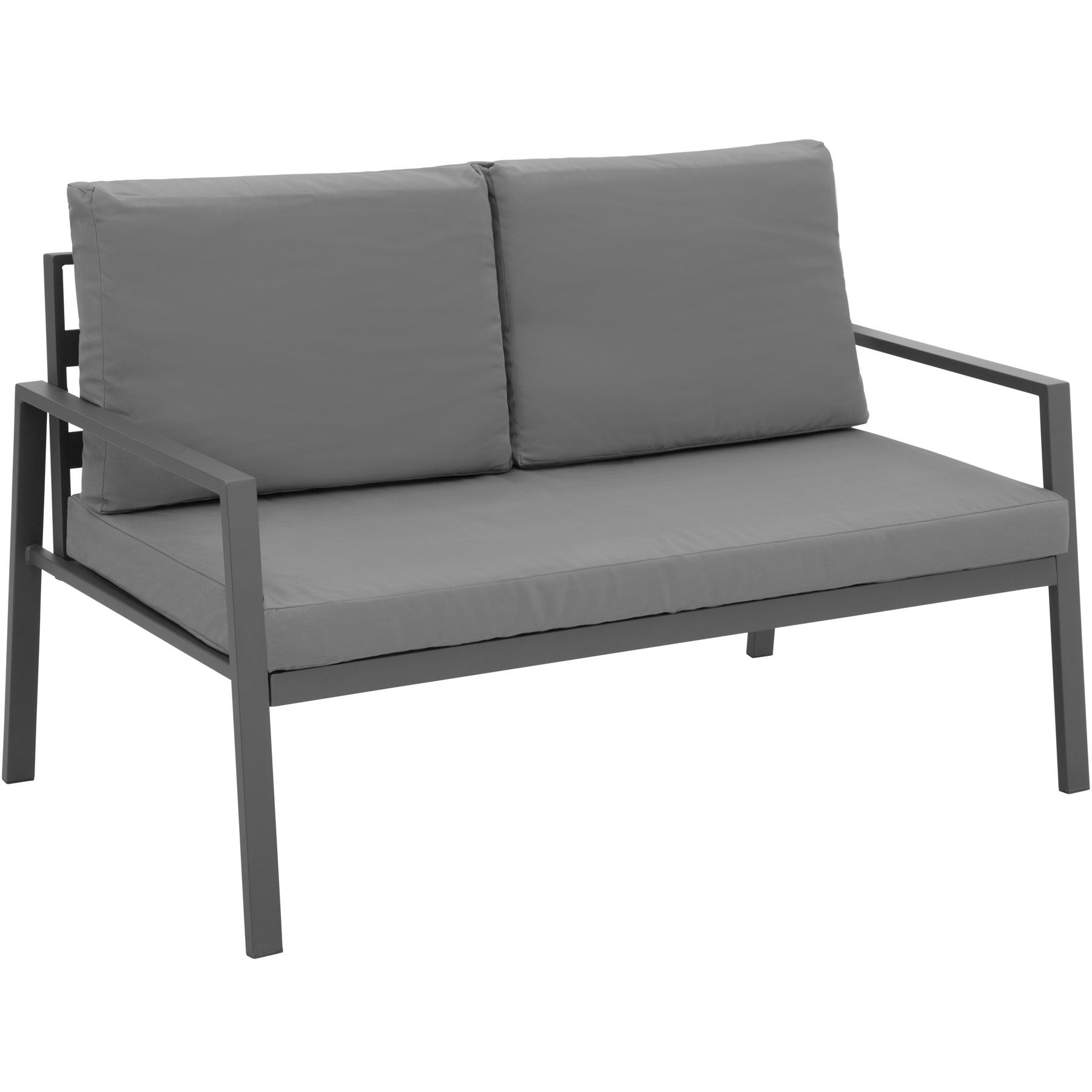 Set de Muebles Jardín Sofá Sillones Mesa Mobiliario Patio Aluminio Gris