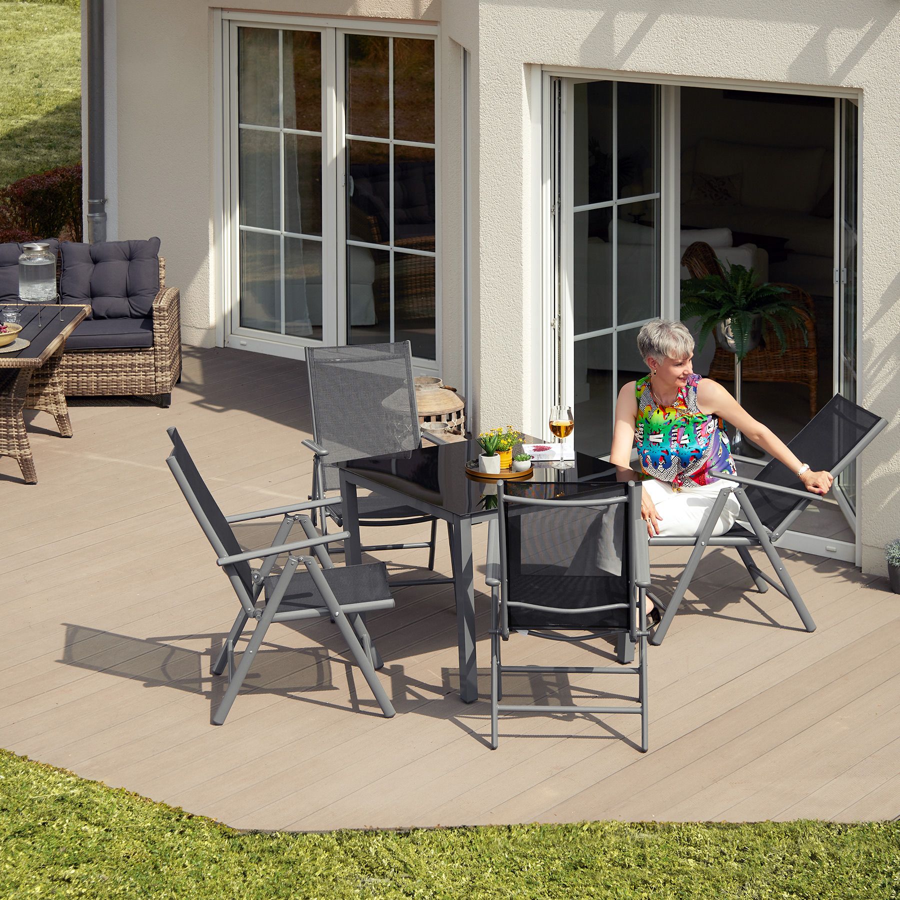 4+1 Alu Sitzgruppe Essgruppe Sitzgarnitur Aluminium Tisch Stuhl Set