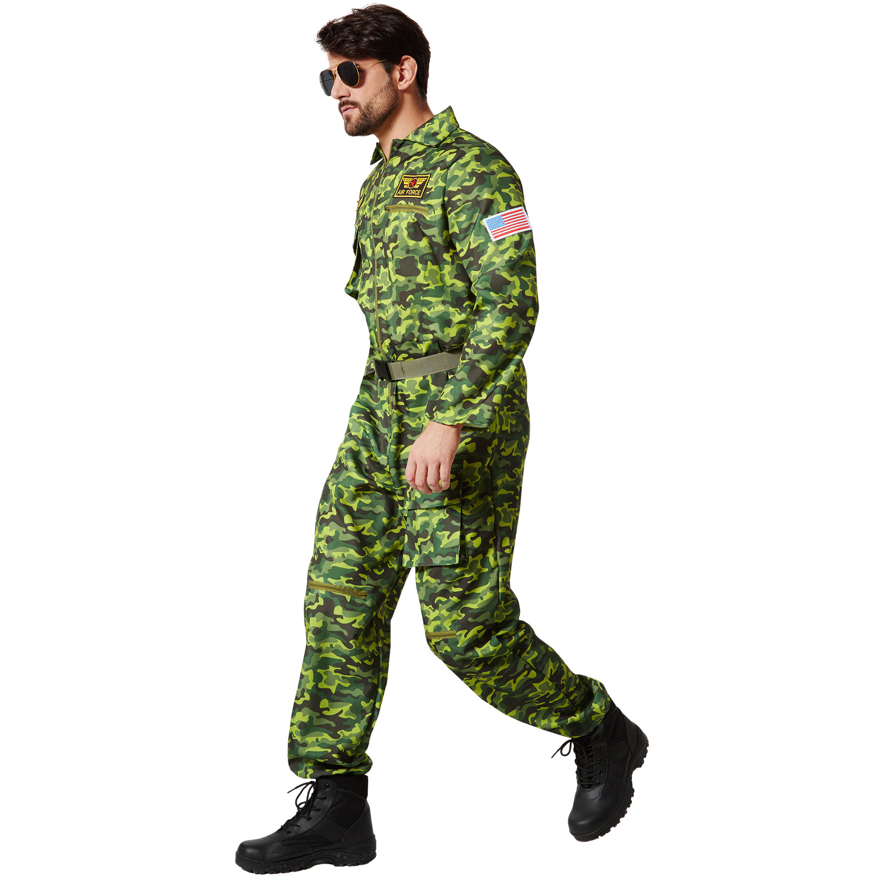 Pilotenkostüm Herren Airforce Fliegeranzug Uniform Tarnmuster Design Verkleidung