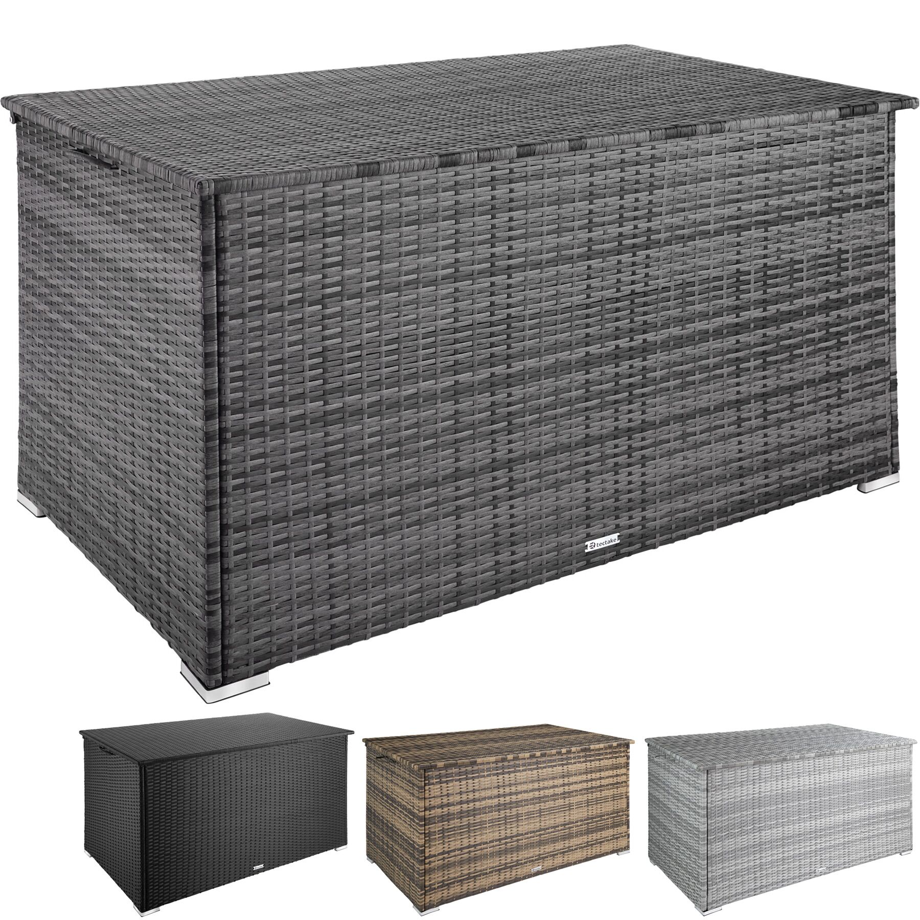 750L Auflagenbox Rattan Alu Aufbewahrungsbox Gartentruhe Kissenbox Gartenbox
