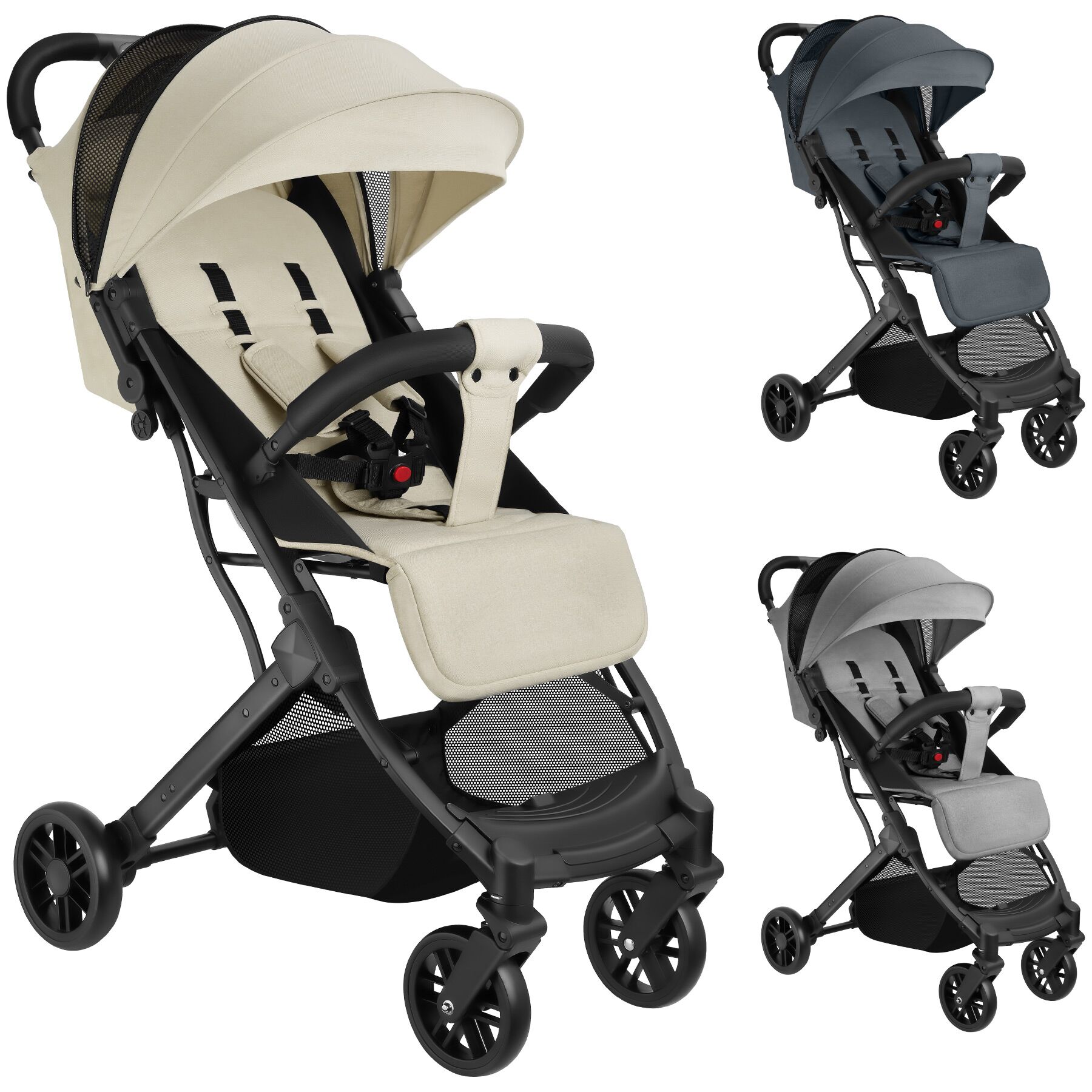 Kinderwagen klappbar Buggy Babywagen 5Punkt-Gurt Feststellbremse gummierte  Rder | eBay.de