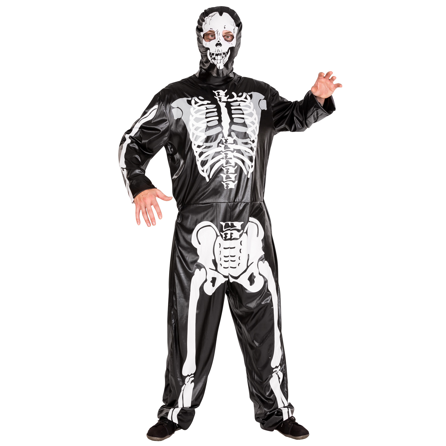 Men’s Costume Skeleton Halloween Fancy Dress Outfit Adult Death Bones Mask - Picture 2 of 7