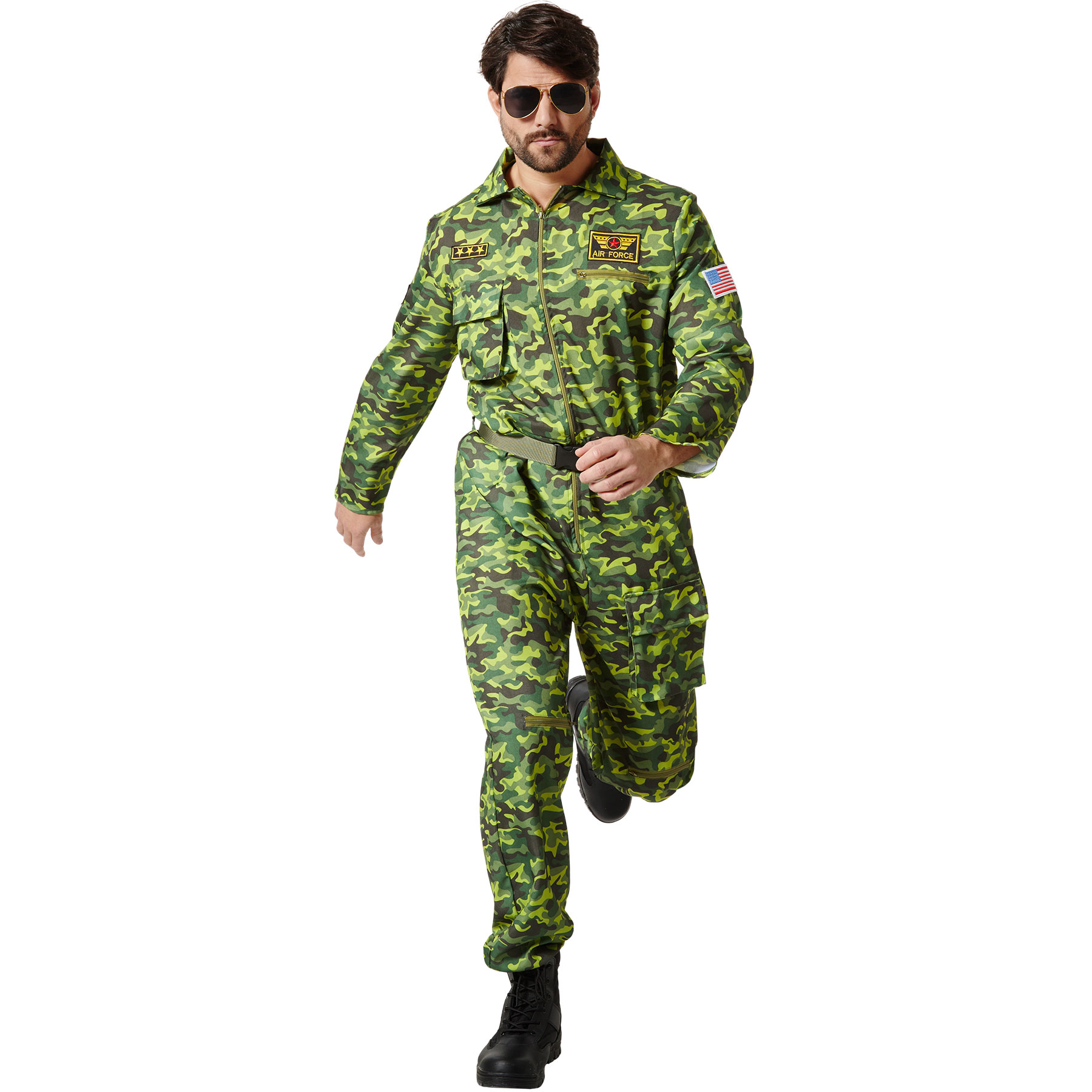 Pilotenkostüm Herren Airforce Fliegeranzug Uniform Tarnmuster Design Verkleidung