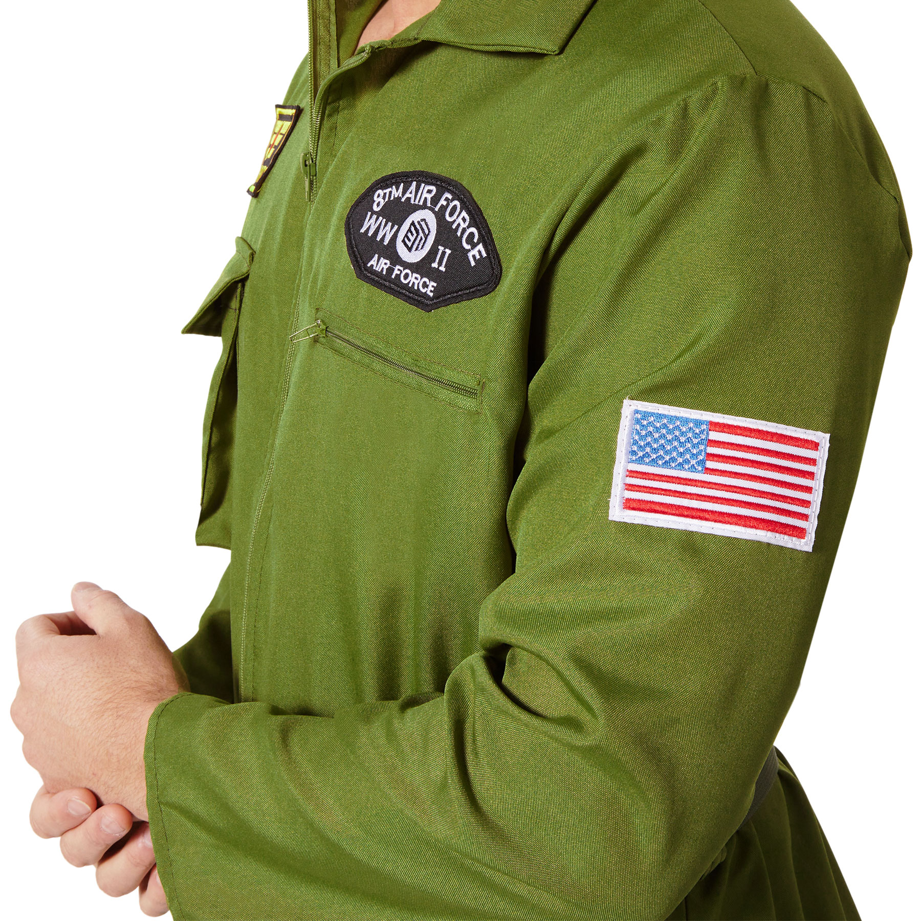 Herrenkostüm Pilot Air Force Pilotenanzug olivgrün Overall Fliegeranzug Uniform