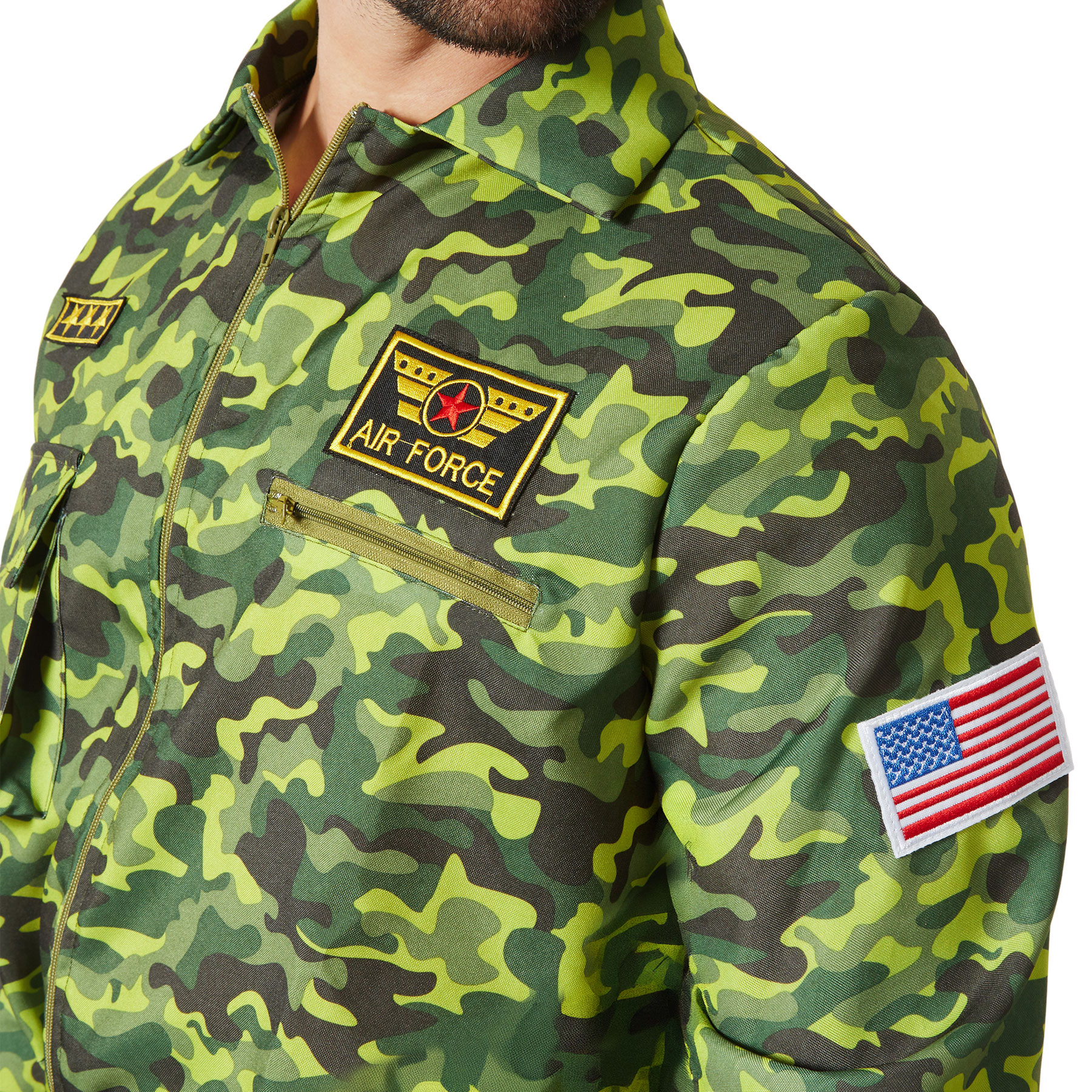 Pilotenkostüm Herren Airforce Fliegeranzug Uniform Tarnmuster Design Verkleidung