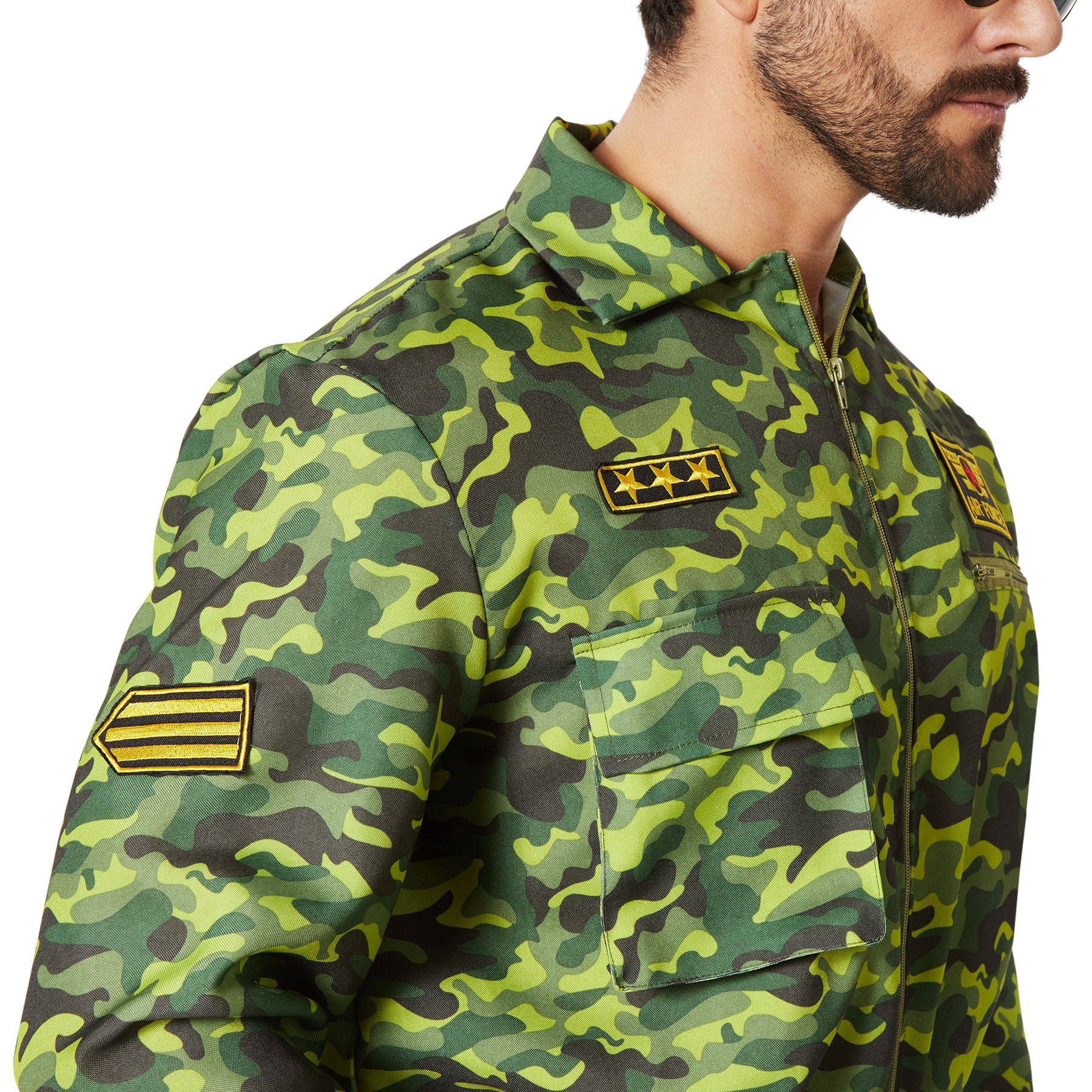 Pilotenkostüm Herren Airforce Fliegeranzug Uniform Tarnmuster Design Verkleidung