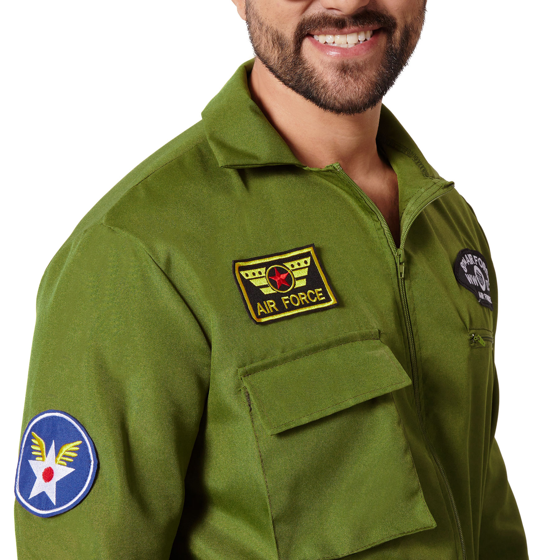 Herrenkostüm Pilot Air Force Pilotenanzug olivgrün Overall Fliegeranzug Uniform