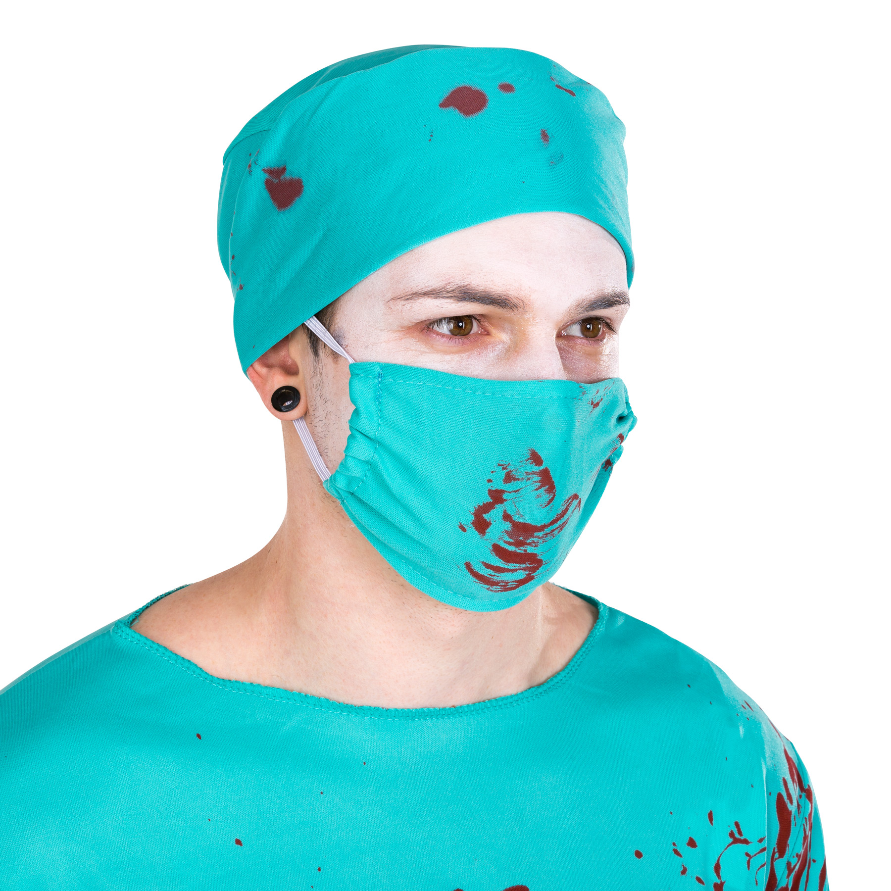 Men’s Costume Zombie Doctor Halloween Fancy Dress Outfit Adult Hat Mouth guard - Picture 4 of 13