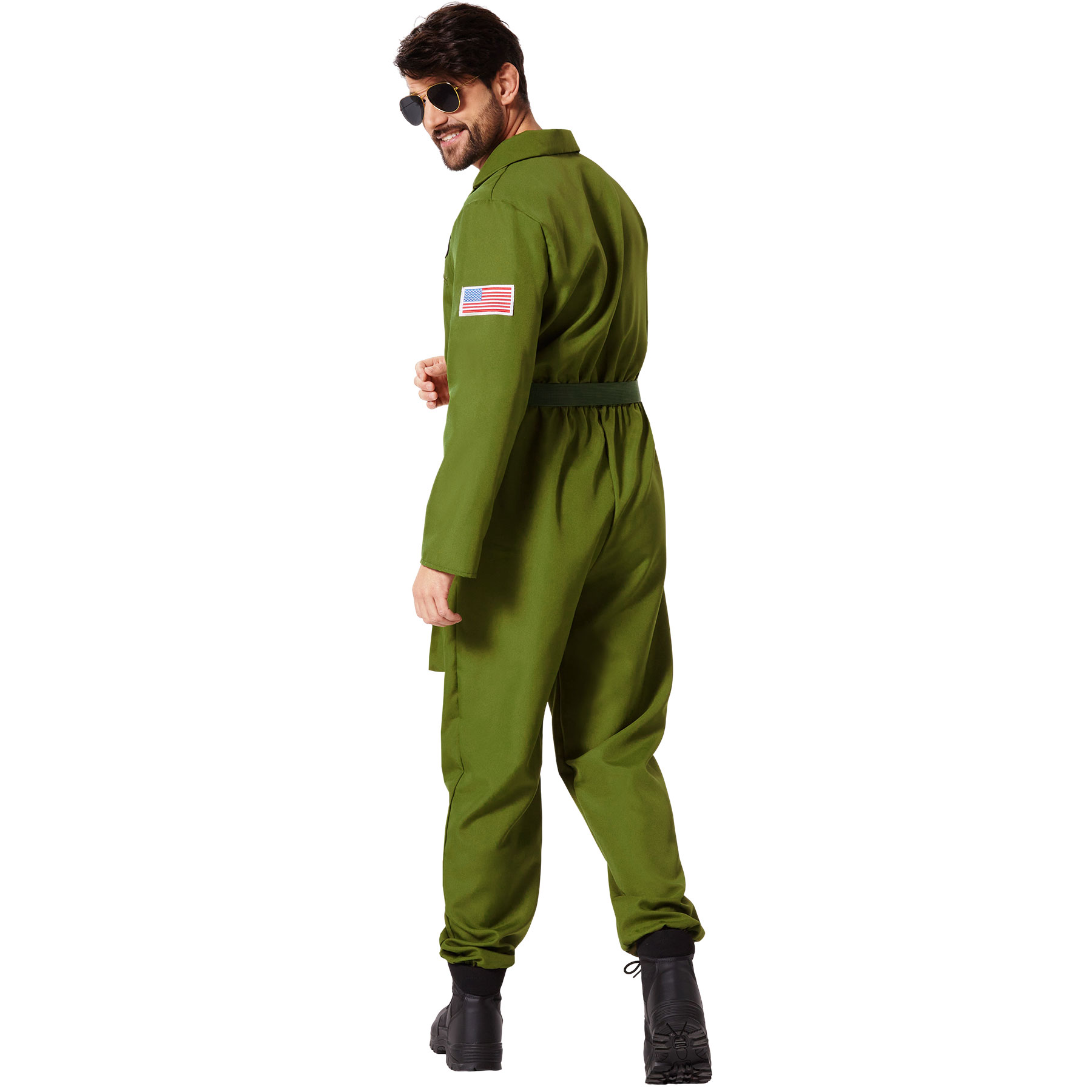 Herrenkostüm Pilot Air Force Pilotenanzug olivgrün Overall Fliegeranzug Uniform