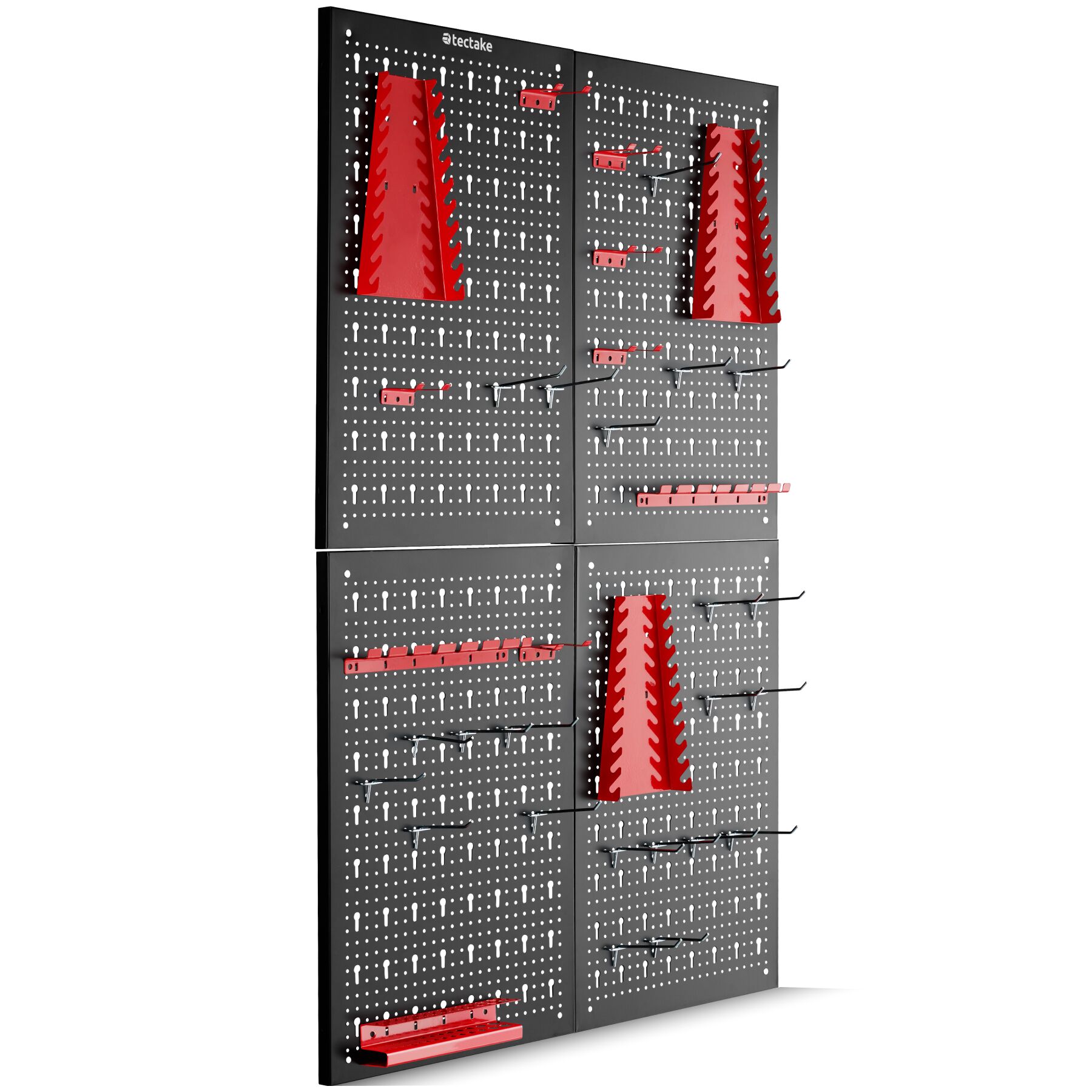 Panneau perforé JONAH avec crochets et supports - 4 pièces | tectake